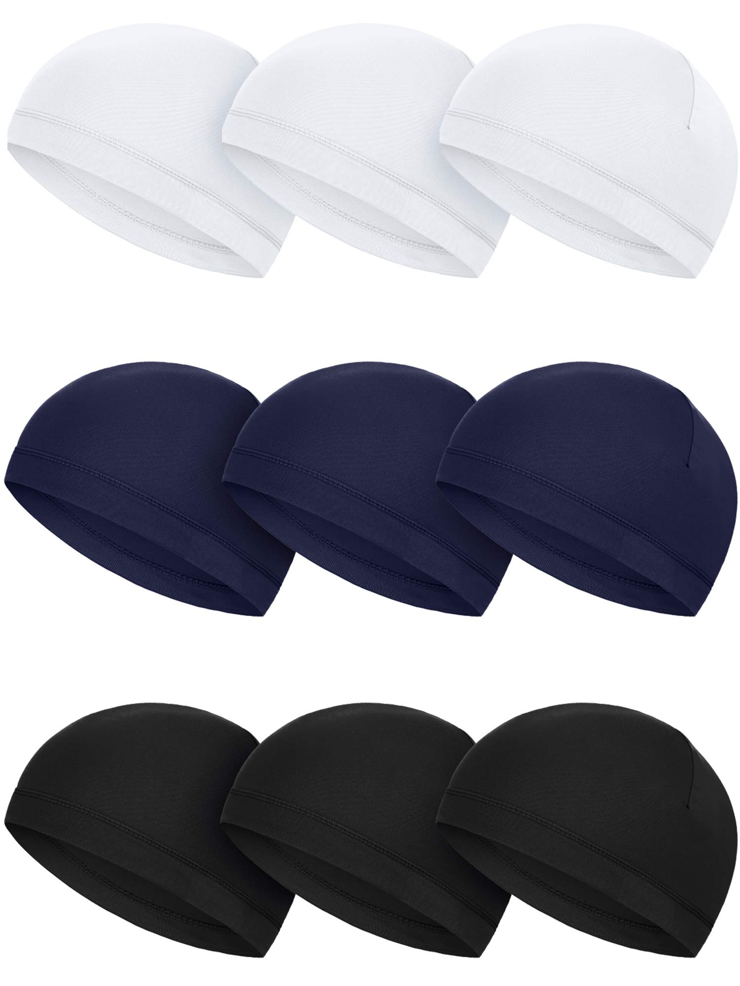 SATINIOR 9-Pack Skull Cap Running Hats for Men - Moisture Wicking Milk Silk Cycling Helmet Liners - Lightweight Breathable Headwear for Running, Cycling, Gym & Outdoor Sports