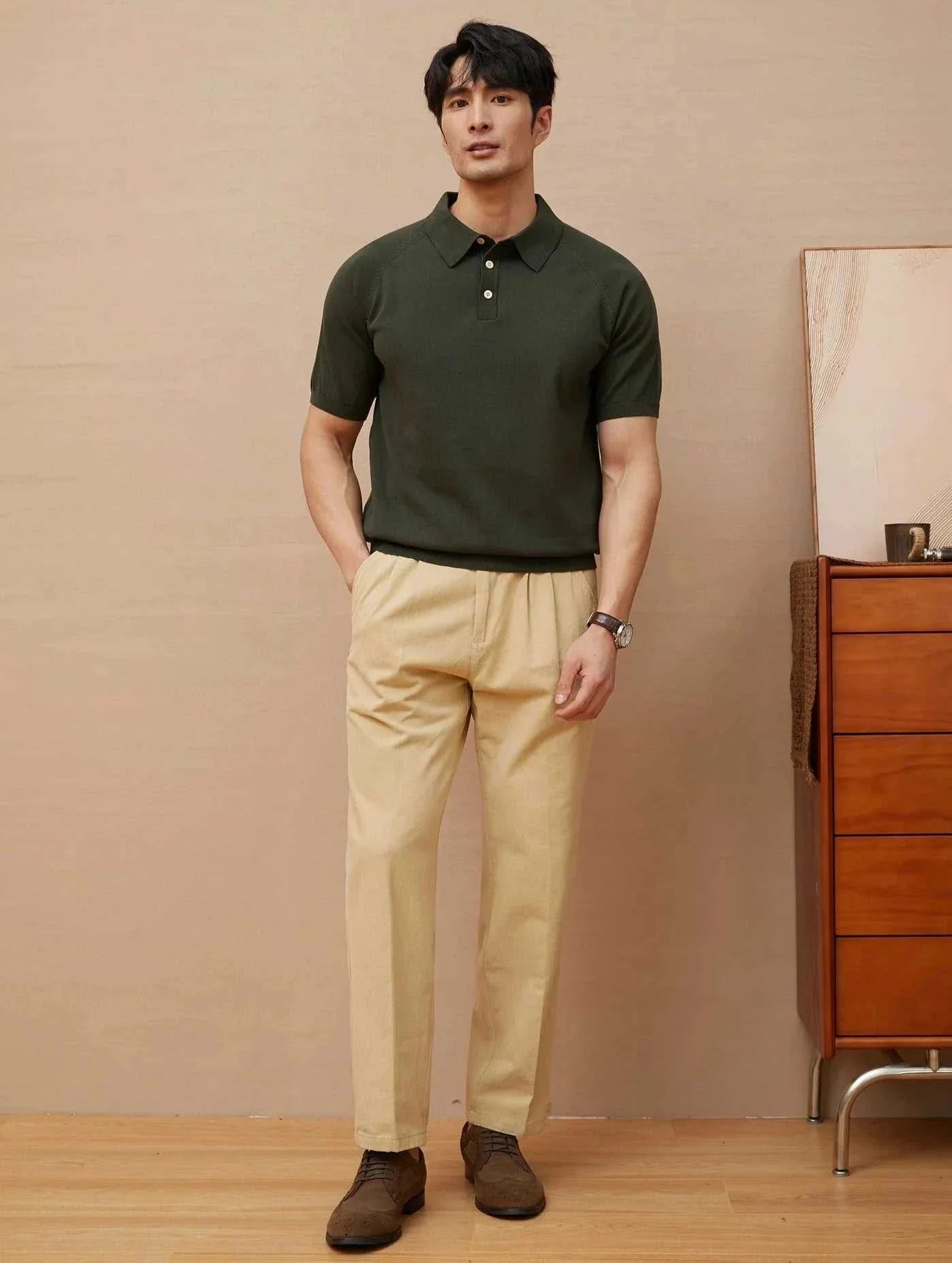 Premium Knitted Polo Shirt for Men - Soft Cotton Casual & Business Wear - Perfect for Office, Golf & Summer Outfits