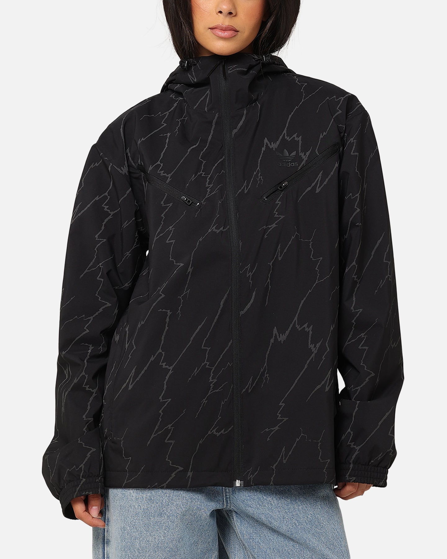 Adidas Lightning Windbreaker Jacket for Men & Women - Lightweight Water-Resistant Running Jacket - Black Windbreaker for Outdoor Sports, Jogging & Hiking