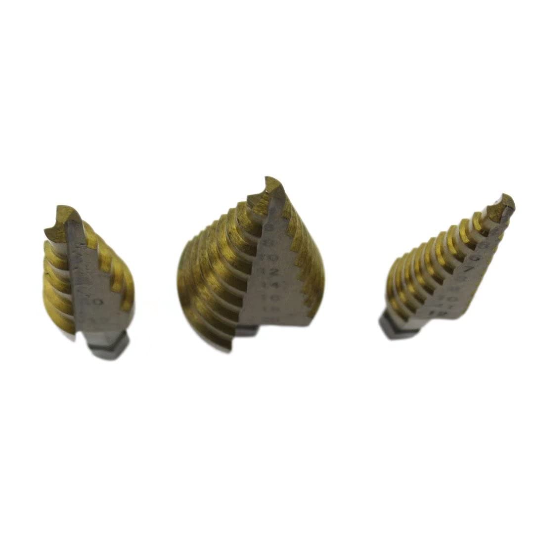 3-Piece Titanium Step Cone Drill Bit Set - 4-12/20/32mm Hole Cutter for Metal, Wood, Plastic - Perfect for DIY Projects, Home Repairs & Crafting