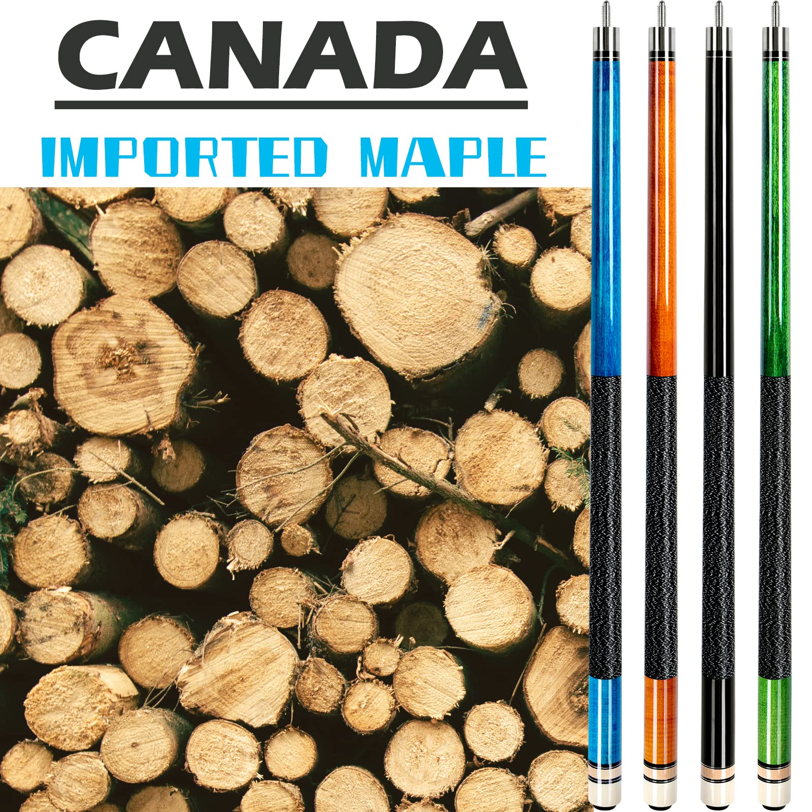 AKLOT 58-Inch Professional Pool Cue Stick - Premium Canadian Maple Wood Billiard Cue for Serious Players (18/19/20/21 oz Options) - Perfect for Tournaments, Home Game Rooms & Bars