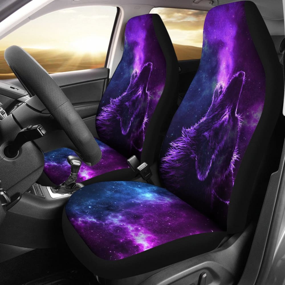 Galaxy Wolf & Cold Night Car Seat Covers - Premium Universal Fit for Cars, SUVs & Trucks - Perfect for Road Trips, Camping & Winter Protection
