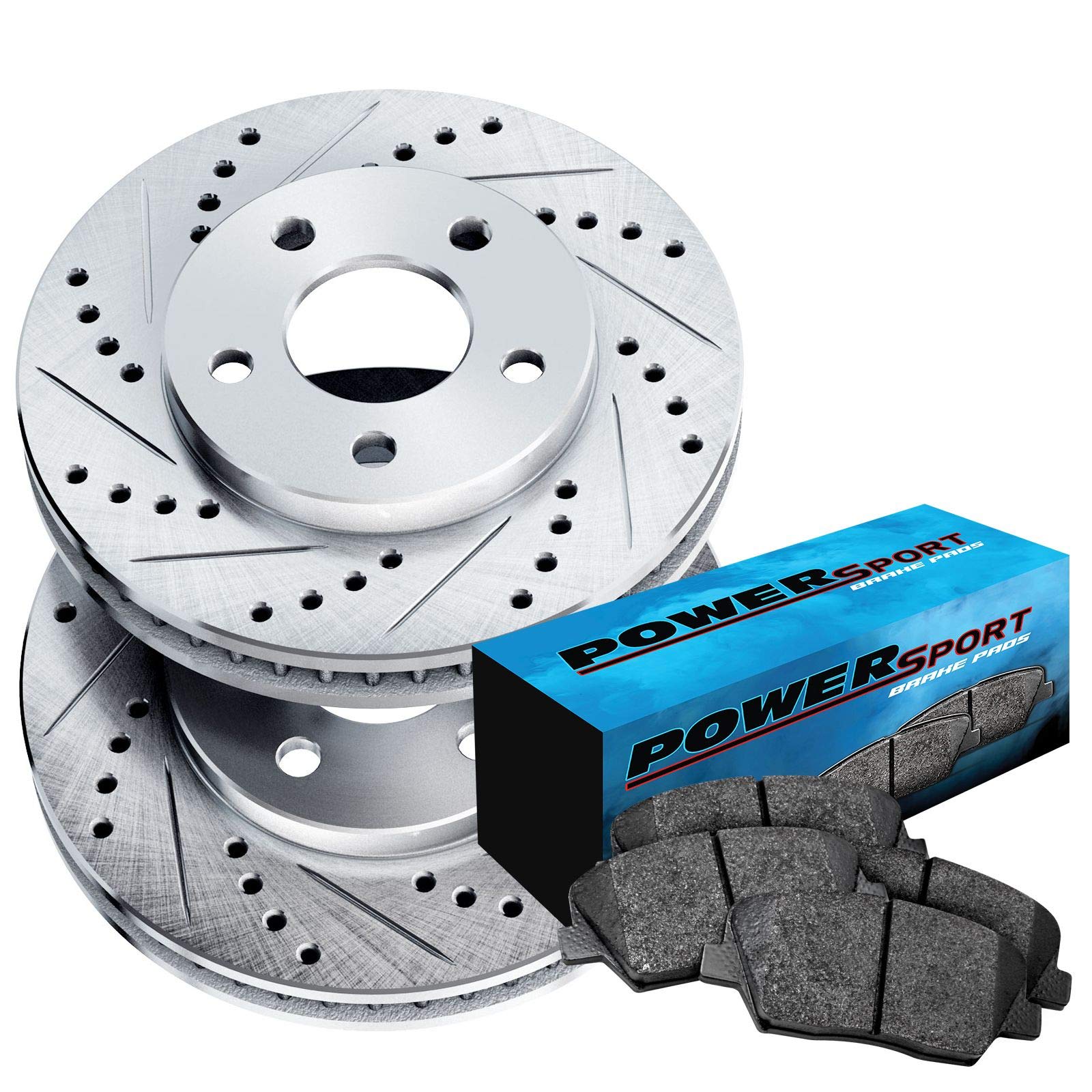 PowerSport Premium Front Brake Kit for 2007-2017 Lexus LS460 - Semi-Metallic Brake Pads & Rotors Set | High-Performance Braking System | Perfect for City Driving & Highway Commuting