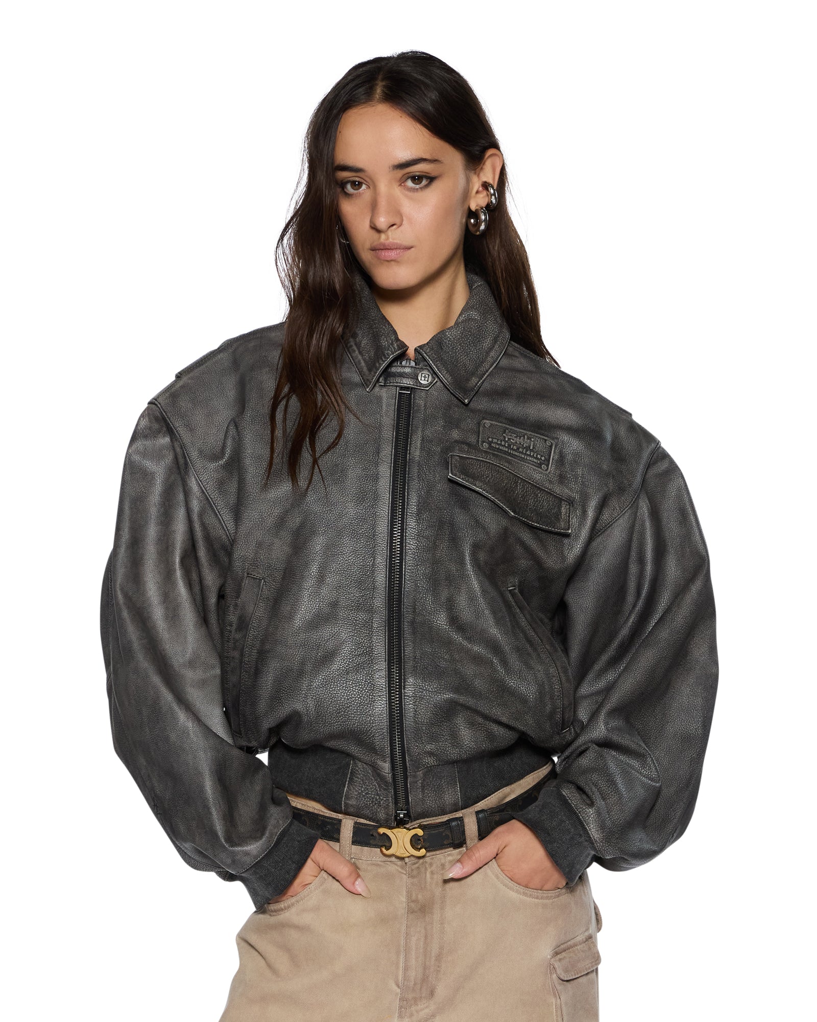 Vintage Black Highway Bomber Jacket - Retro Biker Style for Men & Women | Perfect for Motorcycle Rides, Casual Outfits & Urban Fashion