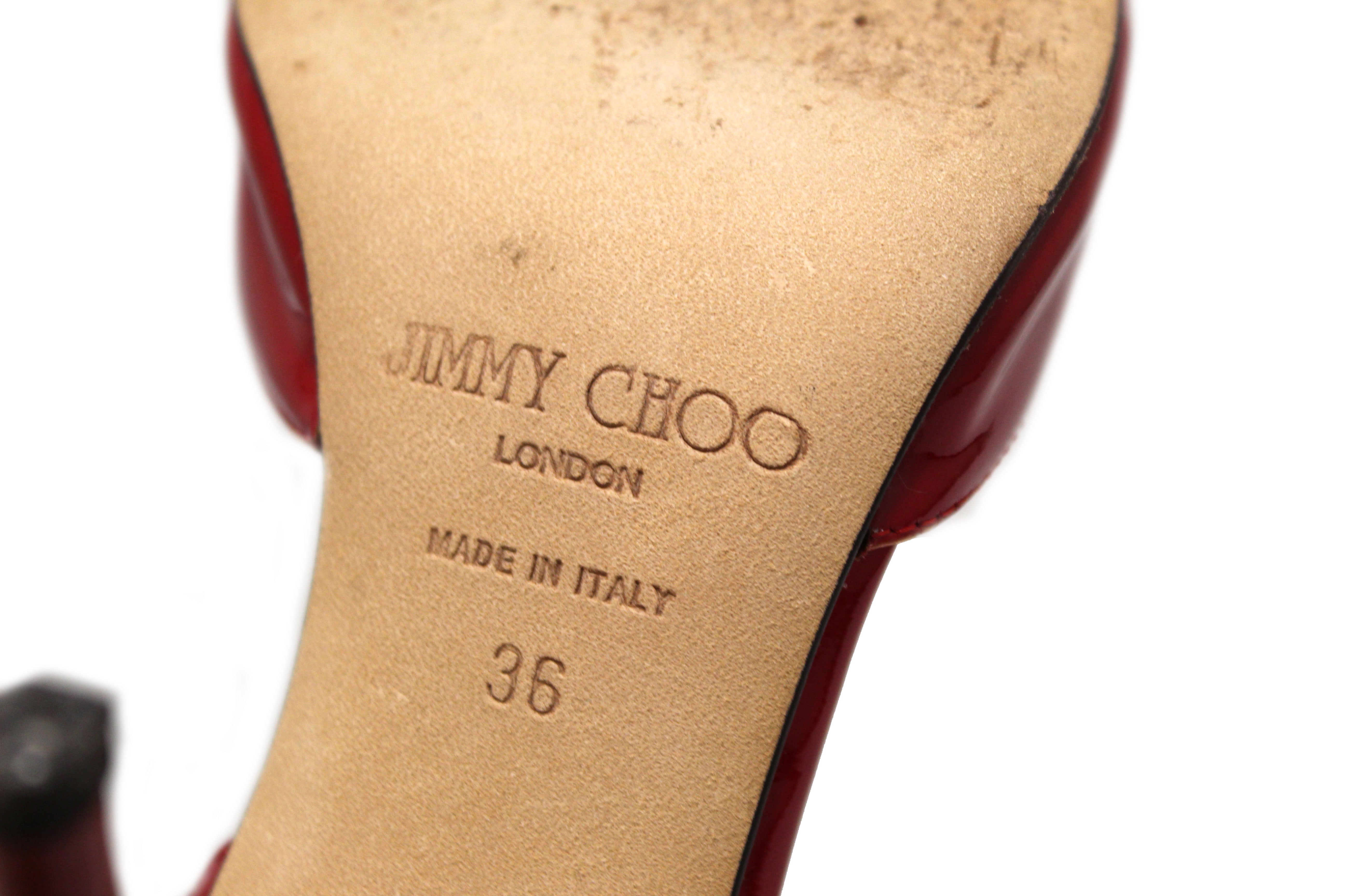 Authentic Jimmy Choo Red Patent Leather High Heel Sandals Women's Size 36 - Perfect for Weddings, Parties & Special Occasions