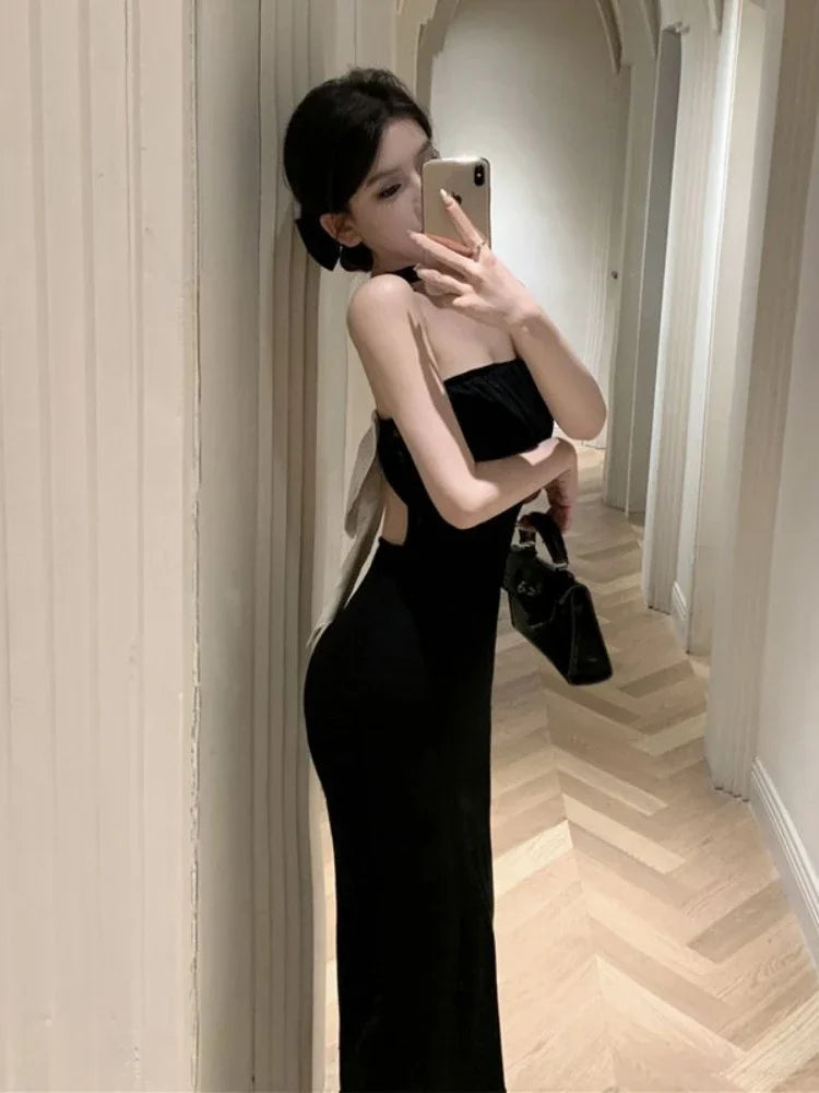 Elegant Backless Party Dress for Women - Vintage Off Shoulder Bodycon Mini Dress with Split Wrap Design | Perfect for Summer Nights, Date Nights, and Cocktail Parties