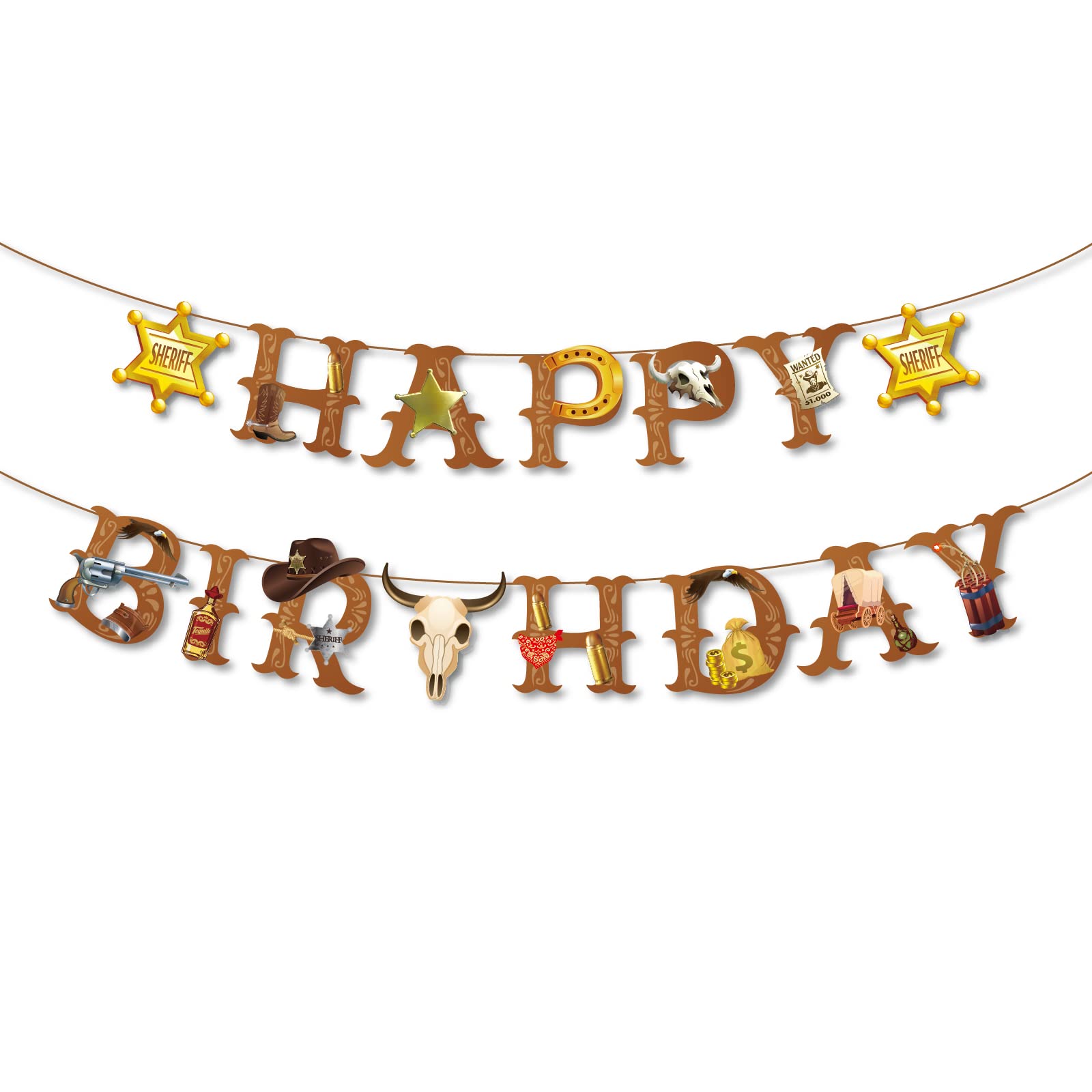Western Cowboy Birthday Party Decorations for Boys - Happy Birthday Banner, Boots & Cowboy Theme Party Supplies for 1st Birthday, Baby Shower, Wild West Themed Events (Perfect for Cowboy Themed Parties, Barnyard Celebrations & Western Style Decor)