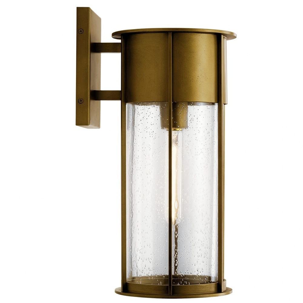 Kichler Camillo 18 Inch Black Wall Sconce with Clear Seeded Glass Shade - Single Light Fixture for Bedroom, Hallway & Entryway Lighting