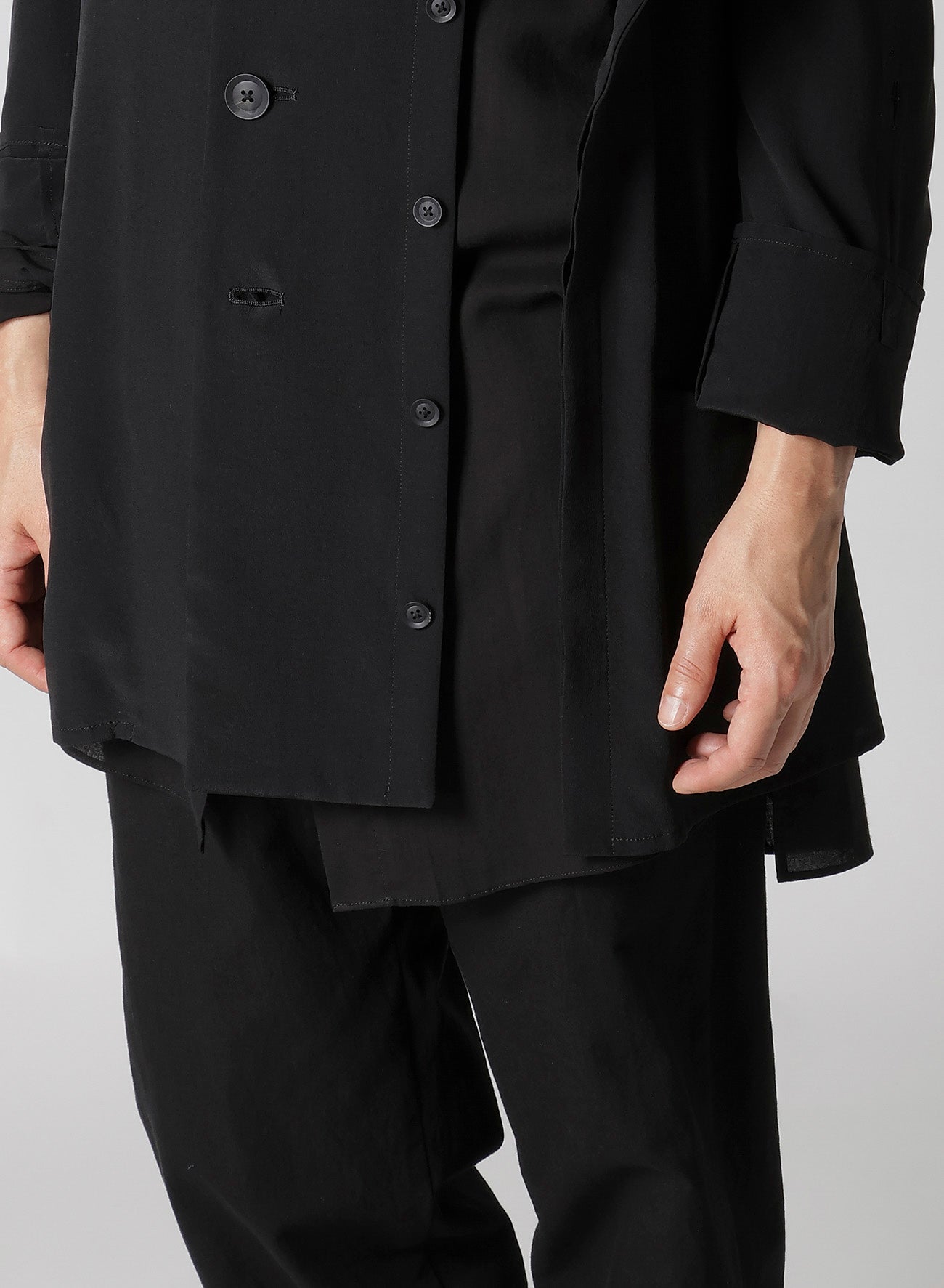 16M Crepe de Chine Asymmetrical Jacket - Lightweight Womens Blazer for Office, Evening & Special Occasions