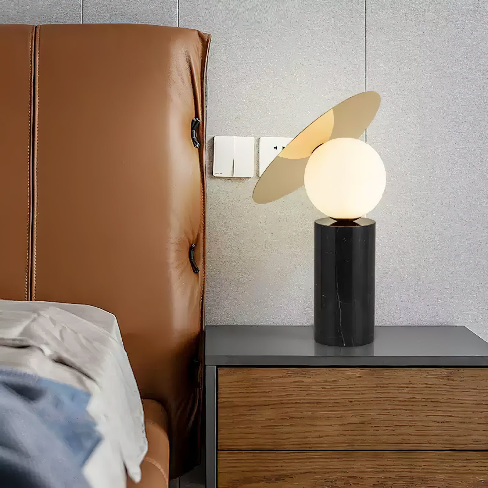 Bola Disc Table Lamp - Modern LED Nightstand Light for Bedroom, Living Room, Office | Dimmable Touch Control, Warm White Light, USB Charging Port