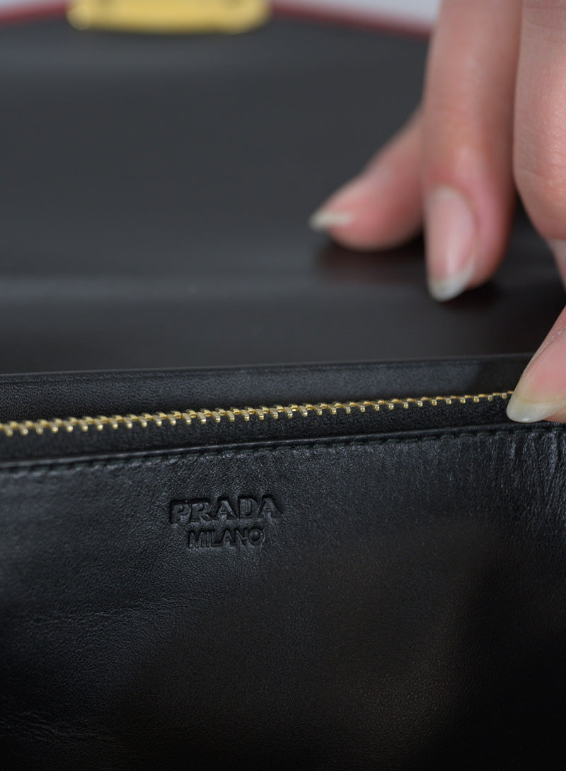 Prada Saffiano Leather Pochette Handbag in Red - Elegant Clutch for Women, Perfect for Parties, Weddings & Evening Events