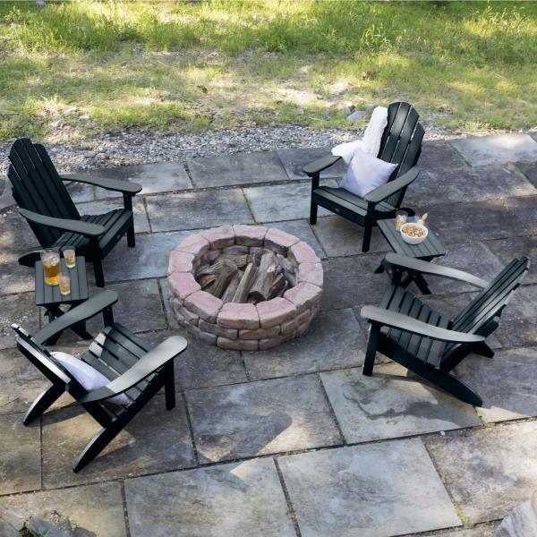 4 Classic Westport Adirondack Chairs with 2 Folding Side Tables - Outdoor Patio Furniture Set for Garden, Poolside & Backyard Relaxation