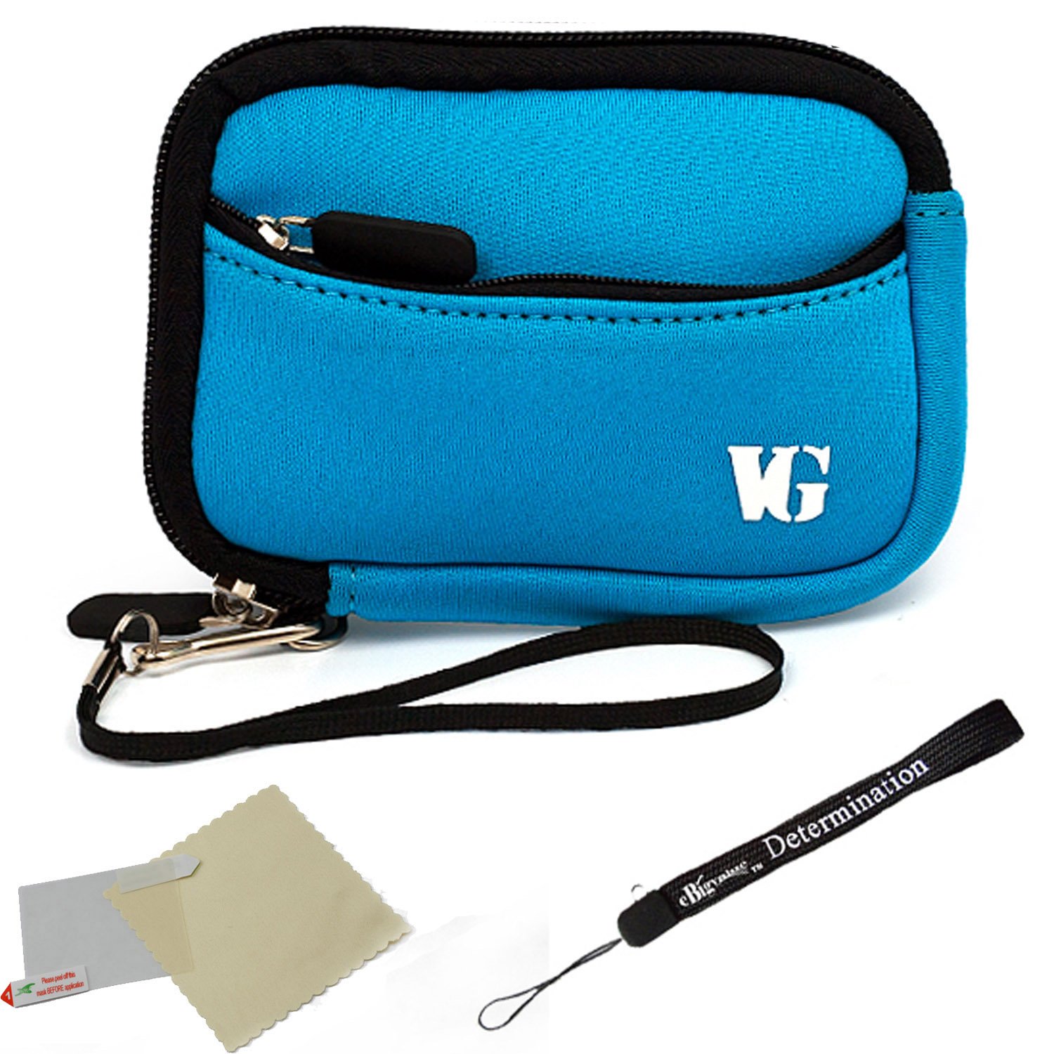 eBigValue Baby Blue & Black Neoprene Protective Case for Kodak EasyShare C182 M550 M575 M580 Digital Cameras - Includes Pink 6