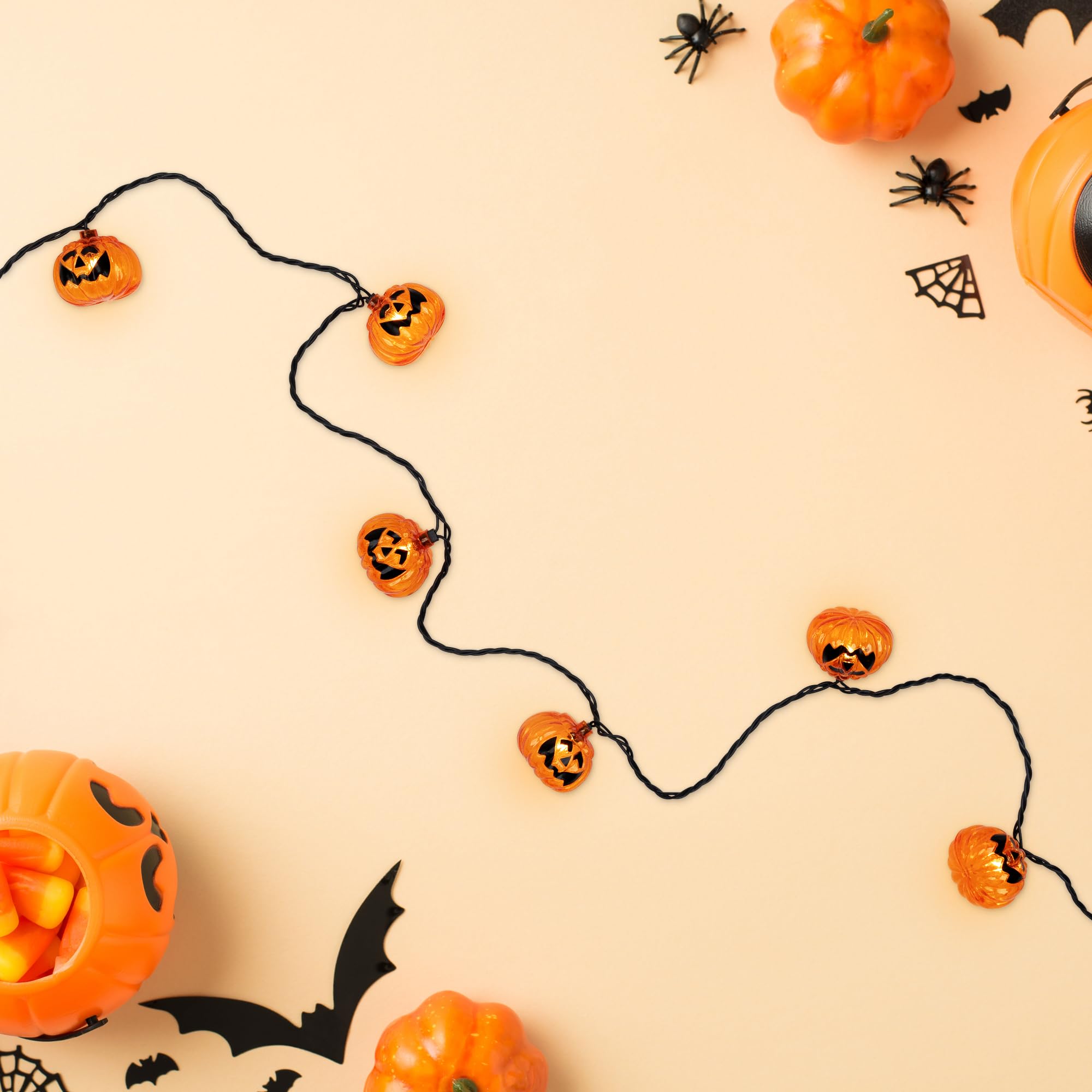 Northlight Jack O'Lantern Halloween Lights - Clear LED String Lights with 7.5' Black Wire - Perfect for Indoor/Outdoor Halloween Decorations, Parties & Pumpkin Displays