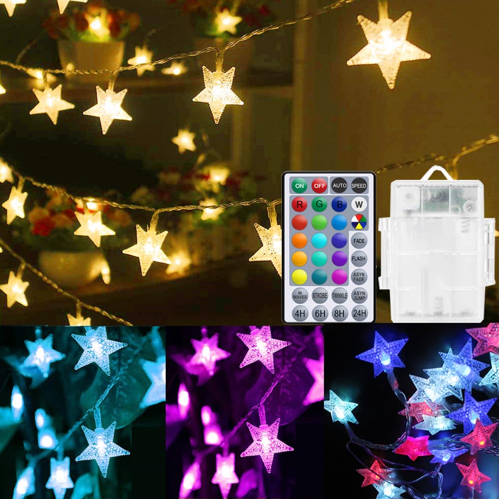 Solhice 20ft Battery Operated LED String Lights - 40 Color Changing Fairy Lights with Remote Control for Indoor Outdoor Decor, Bedroom, Garden, Party & Wedding Lighting