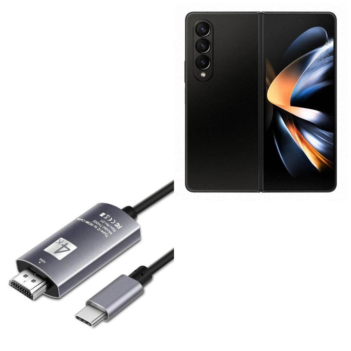BoxWave USB-C to HDMI Cable 6ft for Samsung Galaxy Z Fold 4 - 4K Smart Display Adapter, Fast Charging & Video Sync - Perfect for Home Theater, Office Presentations & Gaming - Jet Black