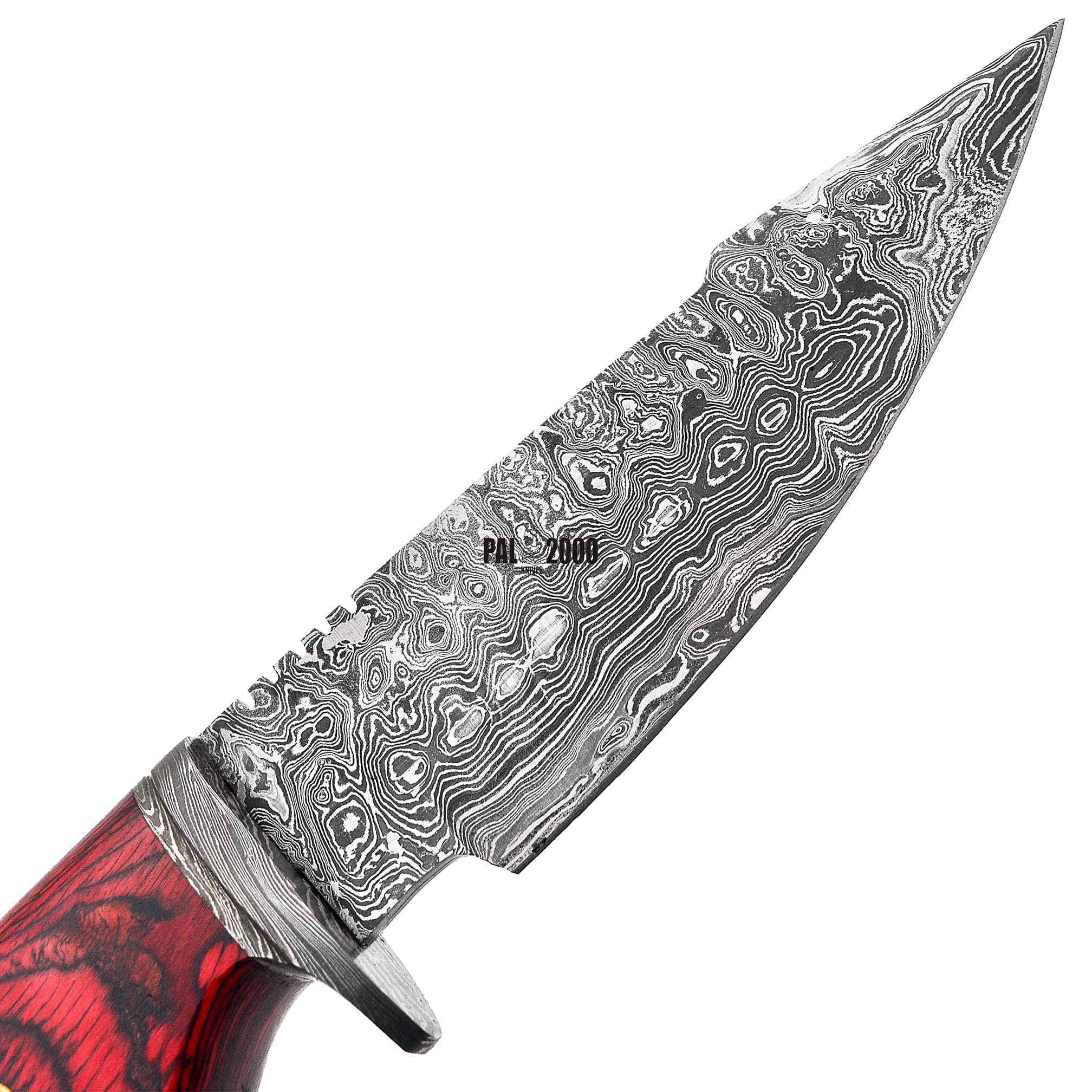 Premium Custom Handmade Damascus Steel 10-Inch Chef Knife with Wood Handle & Leather Sheath - PAL 2000 Series Hunting/Camping/Kitchen Knife - Perfect for Outdoor Adventures & Professional Cooking