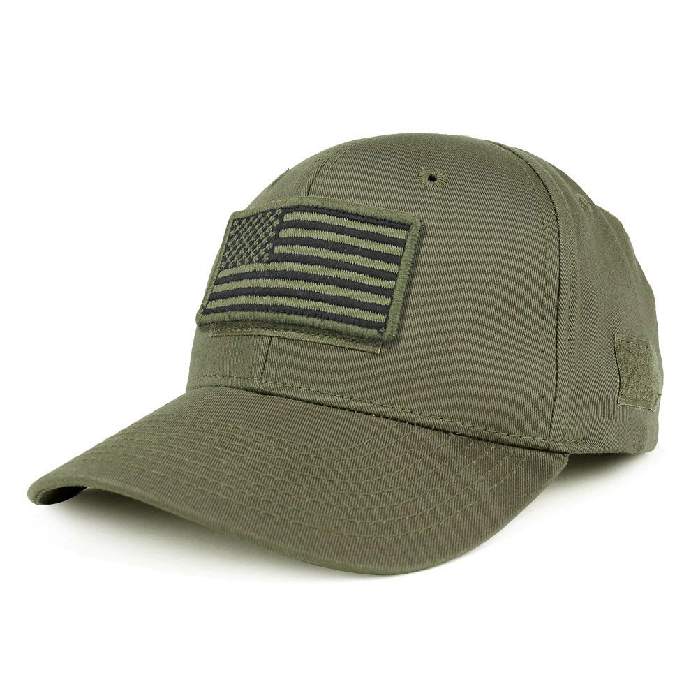 USA Olive Flag Tactical Patch Structured Baseball Cap - Military Style Adjustable Hat for Outdoor, Hiking & Casual Wear