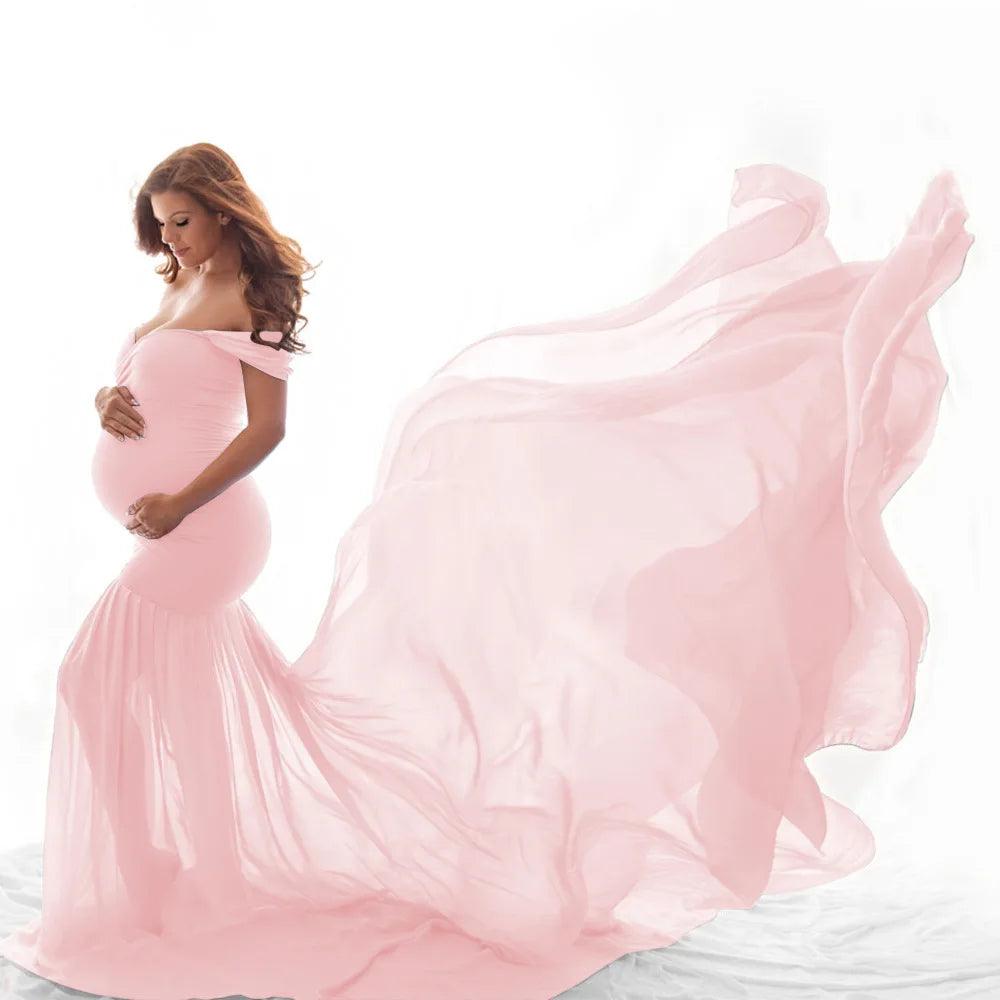 Ruffle One Shoulder Maternity Dress - 100% Pure Cotton, Solid Color Summer Photoshoot Dress for Pregnancy Photos, Baby Shower & Beach Maternity Wear