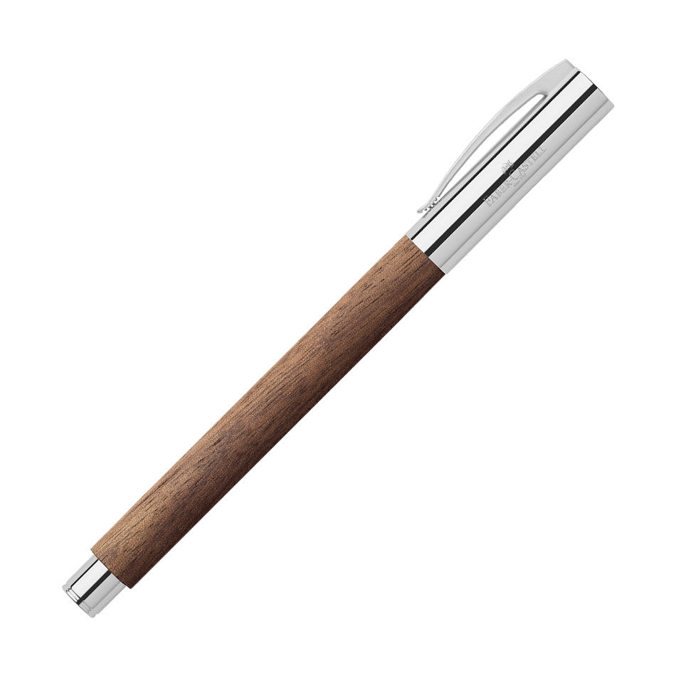 Faber-Castell Ambition Rollerball Pen - Premium Walnut Wood Barrel - Smooth Writing for Office, Journaling & Gift Giving