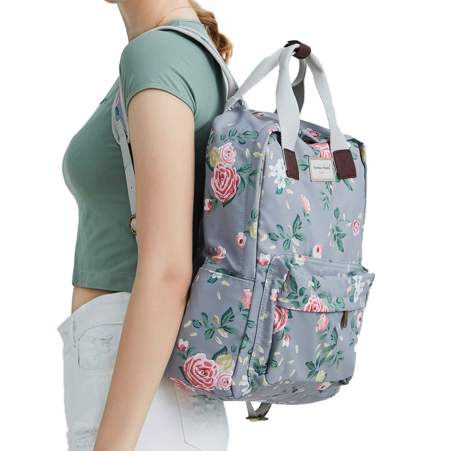 Florence Happy Waterproof Laptop Backpack for Women - 13 Inch & 12 Inch Computer Bag, Stylish Business Backpack for College, School & Travel - Perfect Gift for Students & Professionals (Ideal for Work, Commuting & Casual Hiking)