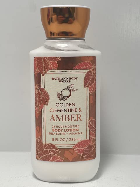 Bath and Body Works Golden Clementine & Amber 24-Hour Moisturizing Body Lotion - 8 oz Full Size - Long-Lasting Hydration for Dry Skin - Perfect for Daily Use, Travel & Gifts