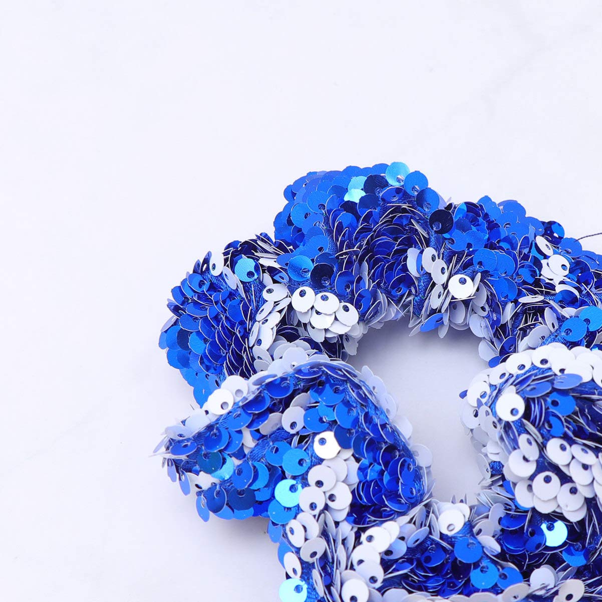 Sparkly Glitter Sequin Hair Scrunchies - Elastic Ponytail Holders & Hair Ties for Women & Girls (Blue) | Perfect for Parties, Weddings, and Everyday Hair Accessories