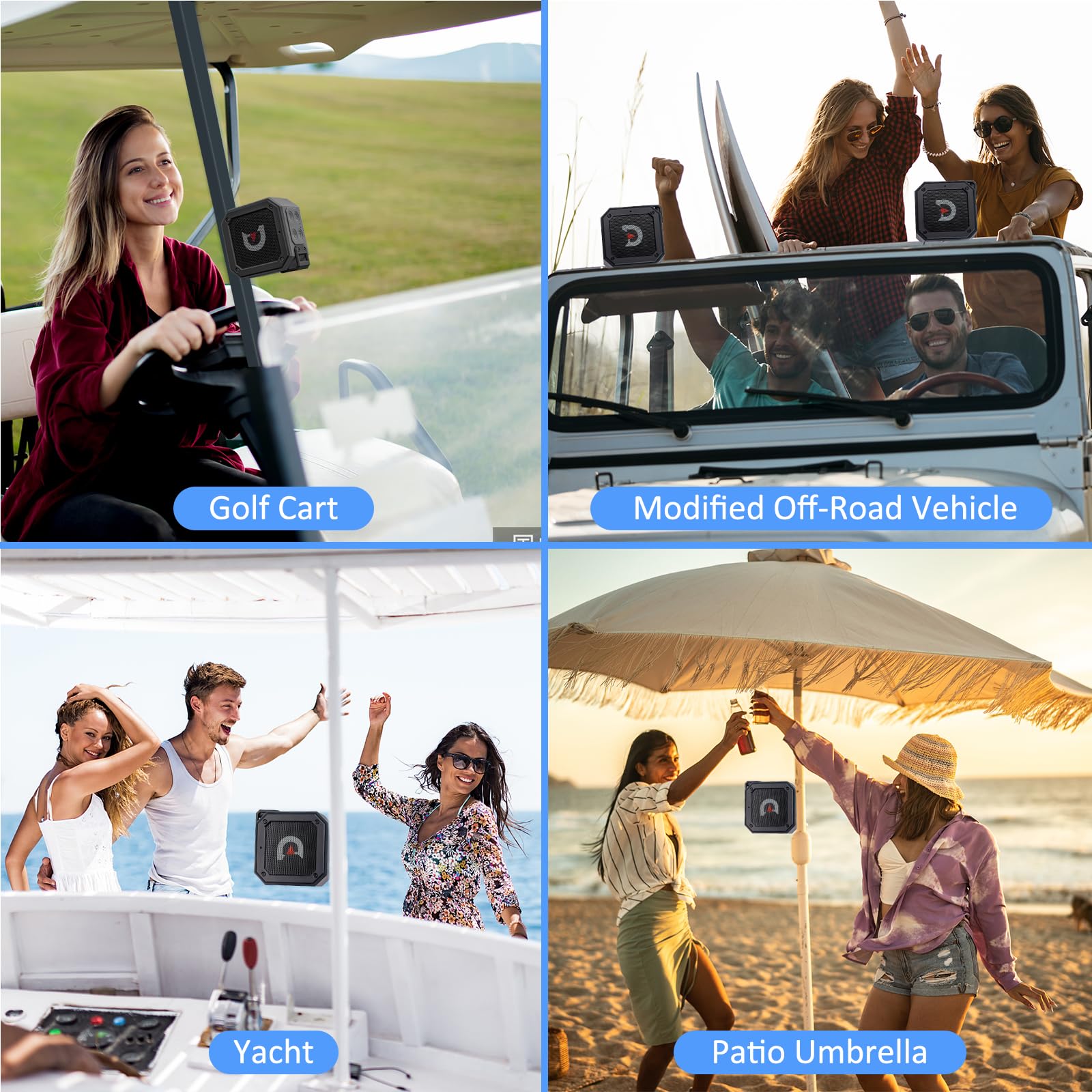 Portable Magnetic Bluetooth Speaker for Golf Carts - 20H Playtime, IPX7 Waterproof, Loud Stereo Sound with Bass Boost, TWS & SD Card Support - Perfect Golf Accessories & Gifts (Includes Storage Case) - Ideal for Outdoor Sports, Beach Parties & Golf Course Entertainment