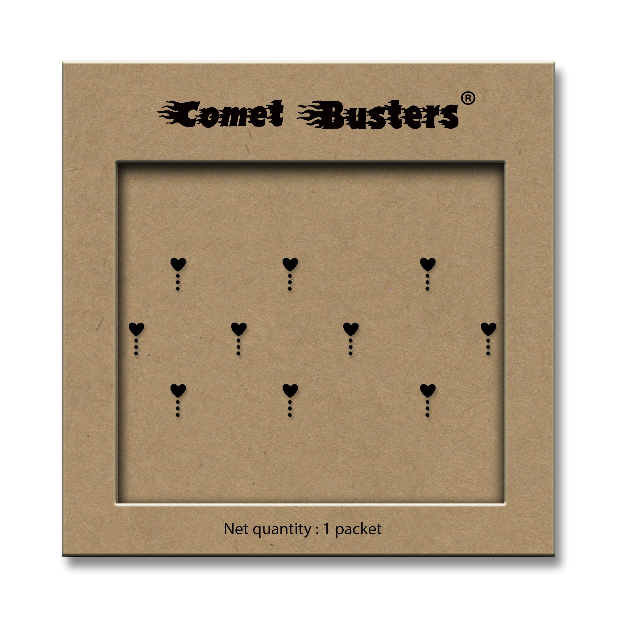 Comet Busters Heart Shaped Black Bindi (BV385) - Traditional Indian Forehead Jewelry for Weddings, Festivals & Cultural Events