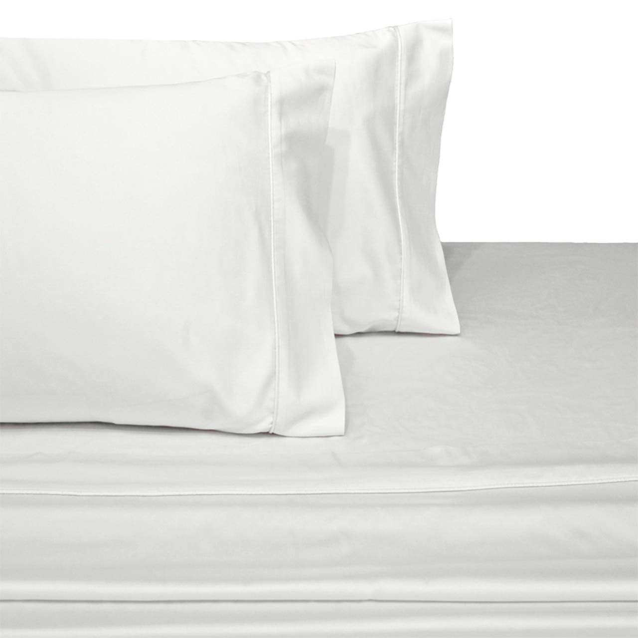 Split-King Size 100% Cotton Sheets Set - 2 Twin XL Fitted Sheets, White, Deep Pocket, Cool Sateen Weave for Temperature Regulation | Perfect for Adjustable Beds, Guest Rooms & Couples with Different Sleep Preferences