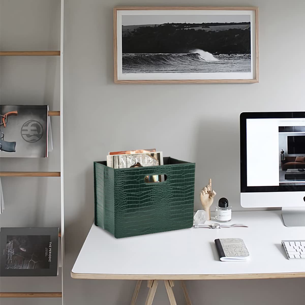 Foldable Magazine Rack & Document Organizer - HofferRuffer Green File Holder for Home Office Storage | Perfect for Magazines, Newspapers, Office Files & Home Organization
