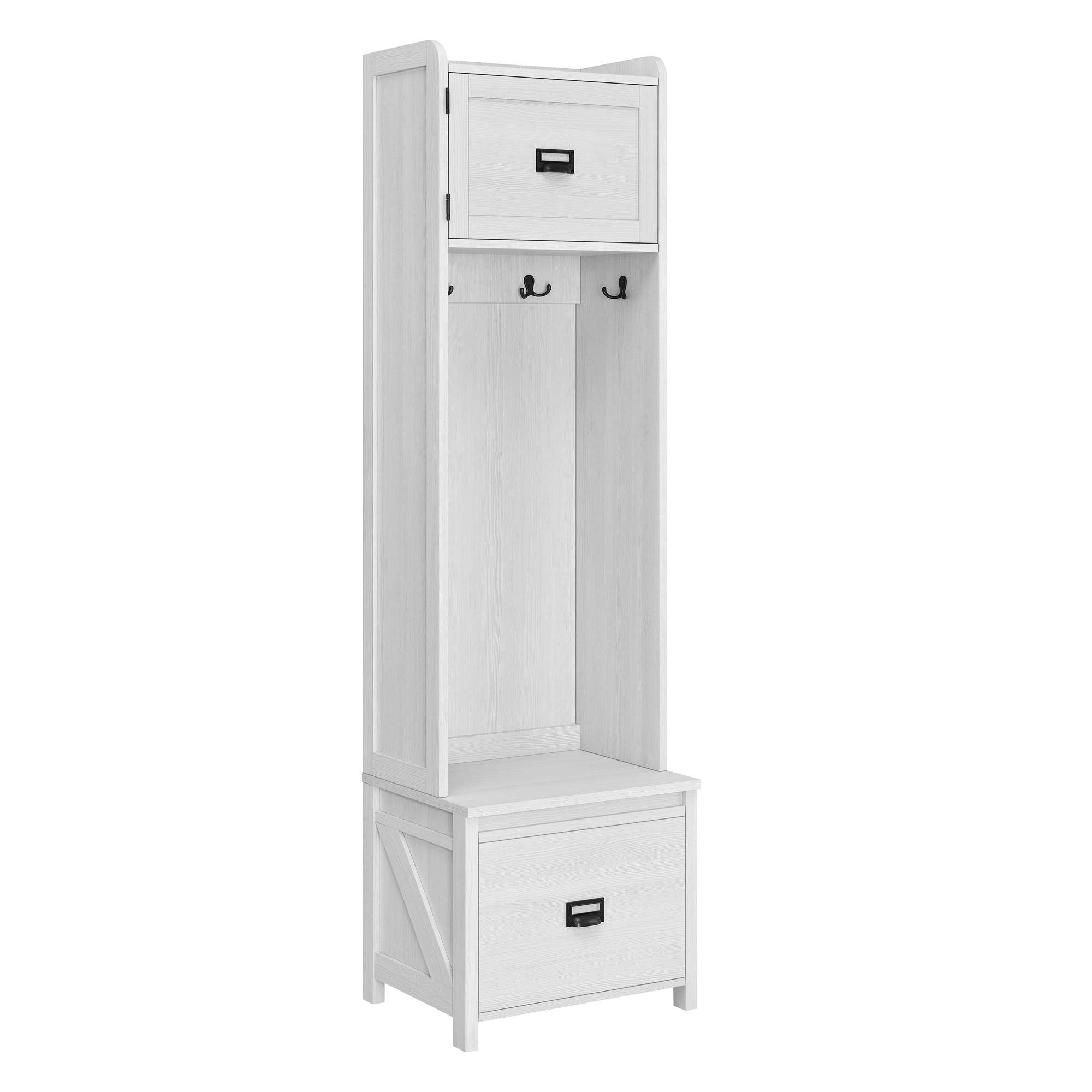 Ameriwood Home Farmington Entryway Storage Cabinet - Ivory Pine Finish, Hallway Organizer with Shelves for Shoes, Coats & Accessories | Perfect for Entryway, Mudroom & Living Room Storage
