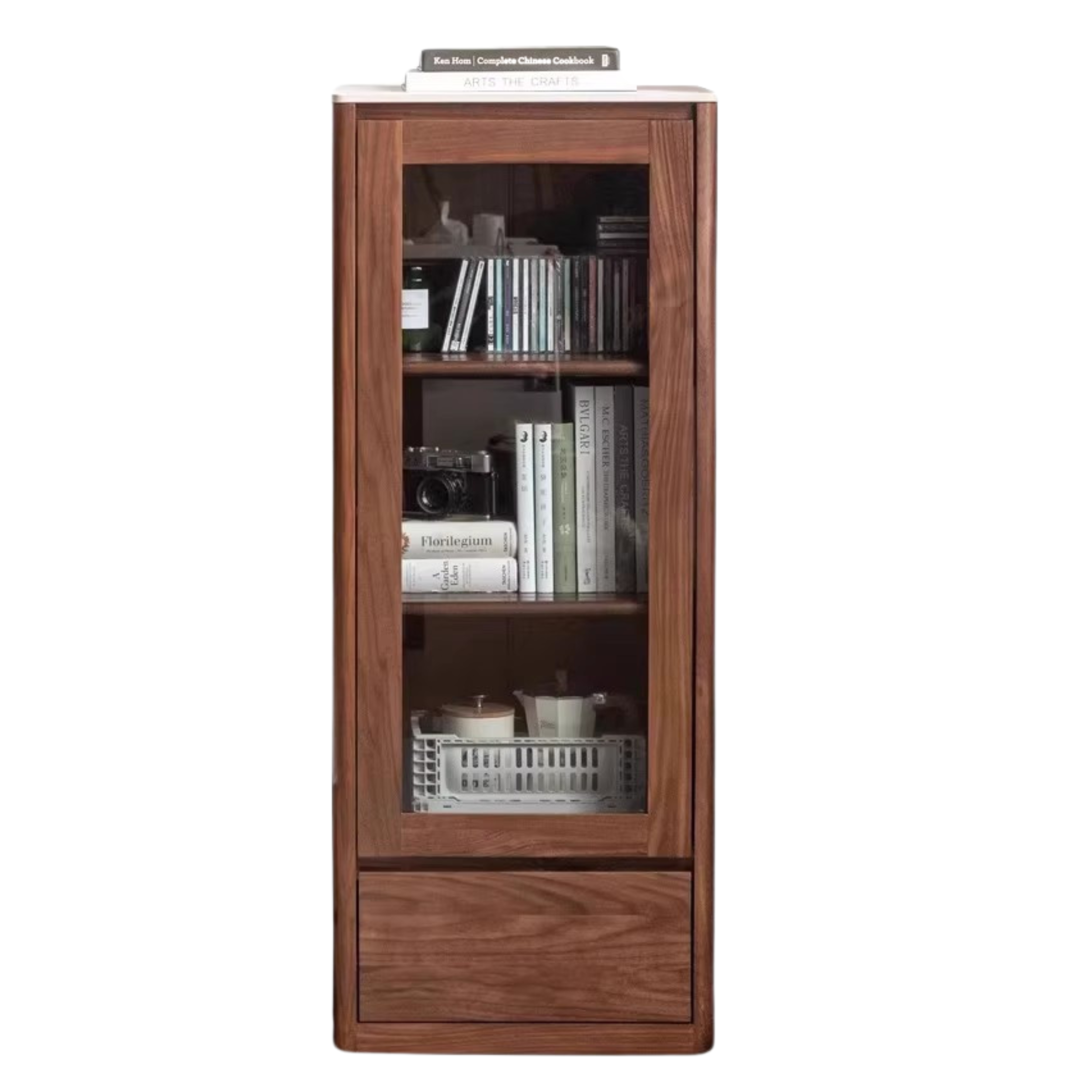 18.9х15.4х47.6 inch / 48.9х39.6х121.5 cm / Black walnut color / high edge cabinet with white rock slab