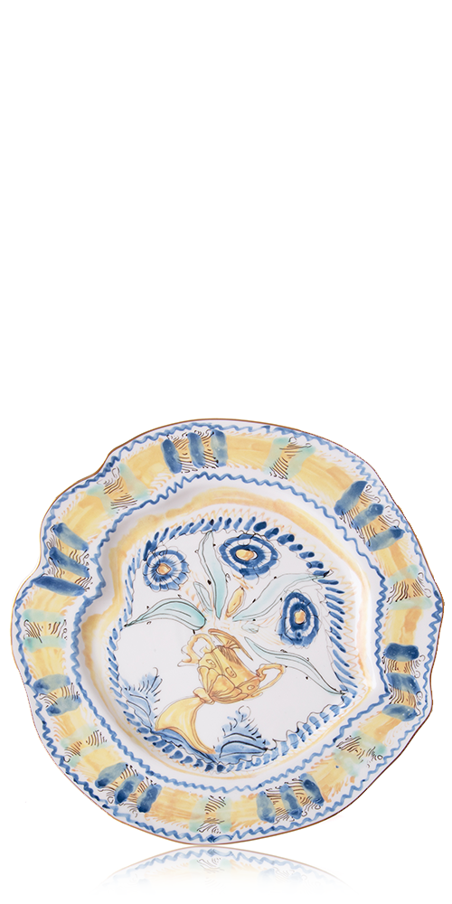 Vintage Acid-Washed Porcelain Plate - Spanish Yellow Design | Elegant Dining & Home Decor for Parties, Weddings, and Gift Giving