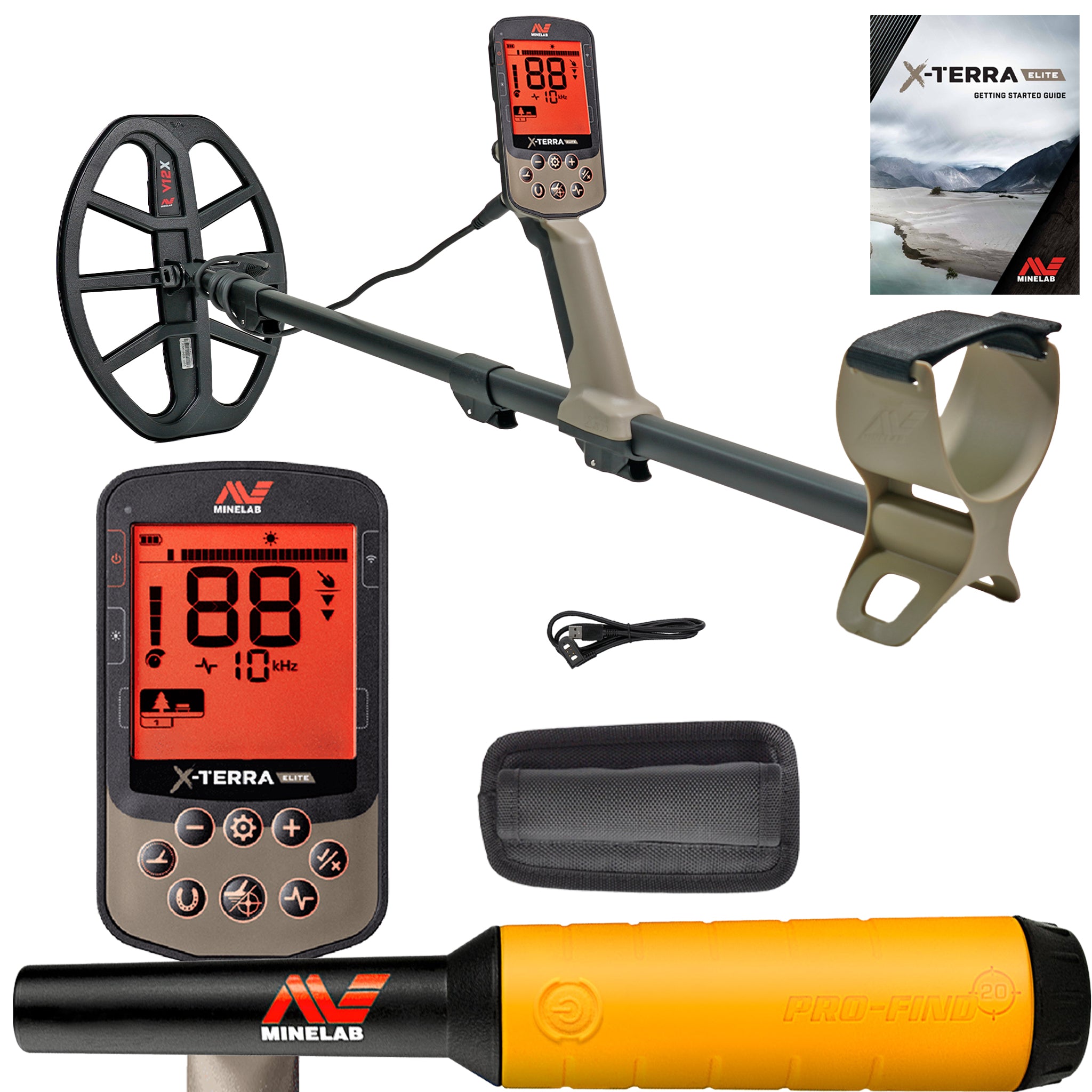 Minelab X TERRA ELITE Waterproof Metal Detector with Pro Find 20 Pinpointer - Professional Gold & Treasure Hunting Kit for Beach, Park & Outdoor Adventures