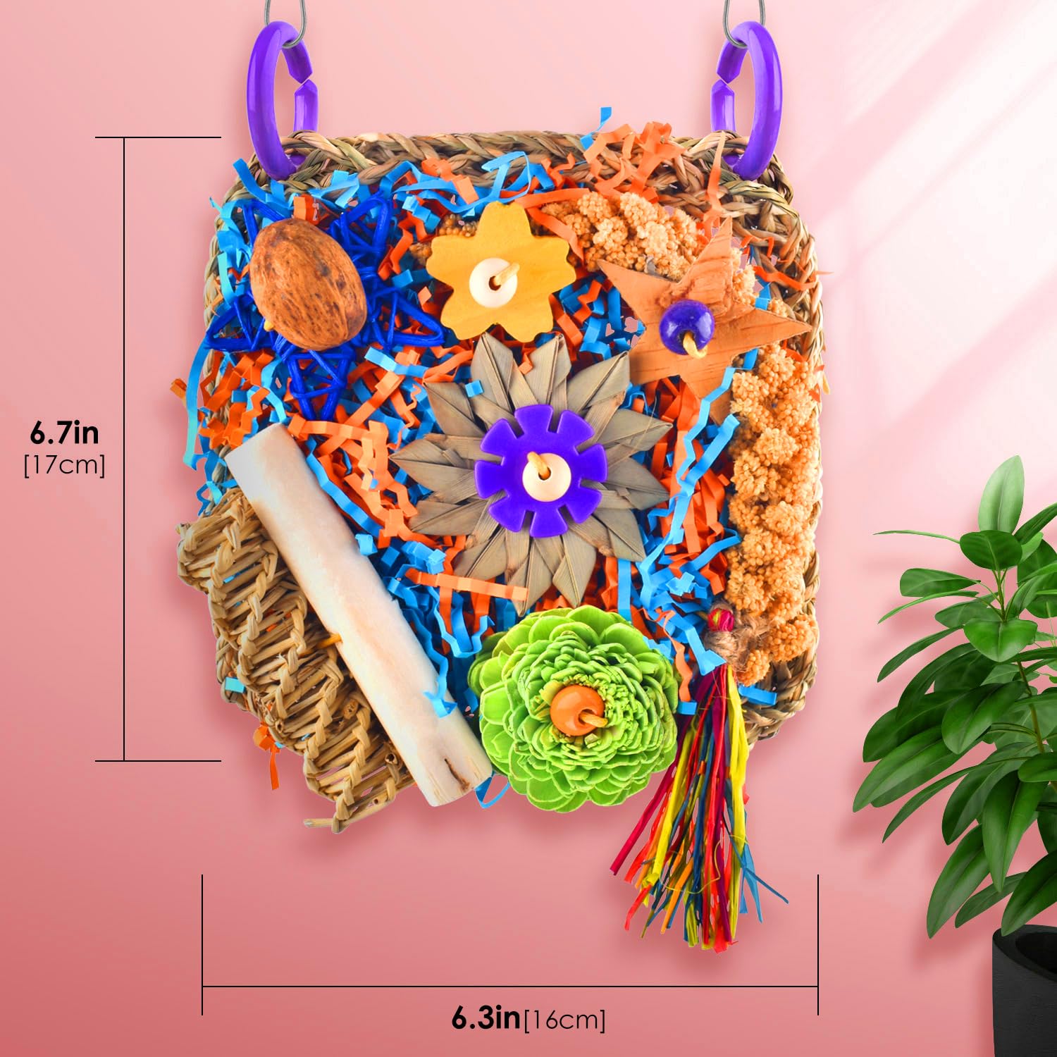 KATUMO Bird Foraging Toys for Small to Medium Parrots - Chewable Shredder Toys for Parakeets, Cockatiels, Conures, Lovebirds & Budgies - Cage Enrichment Toys for Mental Stimulation & Play (Perfect for Boredom Relief & Natural Foraging Instincts)
