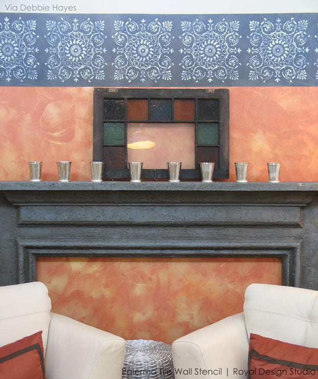 Palermo Tile Wall & Furniture Stencil - Reusable DIY Painting Template for Home Decor, Kitchen Backsplash, and Bathroom Renovation
