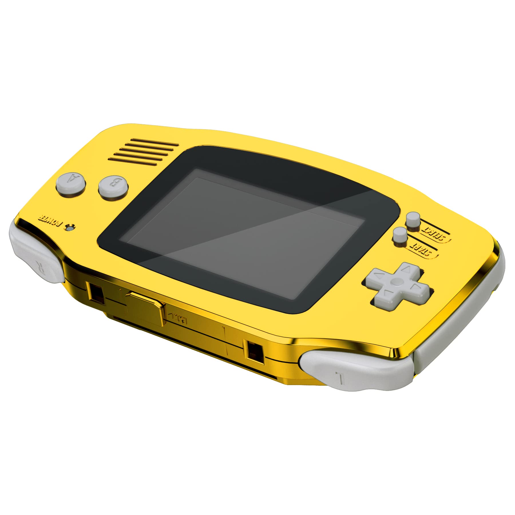 eXtremeRate Replacement Shell with Full Button Cover for Gameboy Advance GBA - Compatible with IPS & LCD Standard (Console & IPS Screen Not Included) - Shiny Chrome Gold - Perfect for Gaming Enthusiasts & Retro Console Collectors