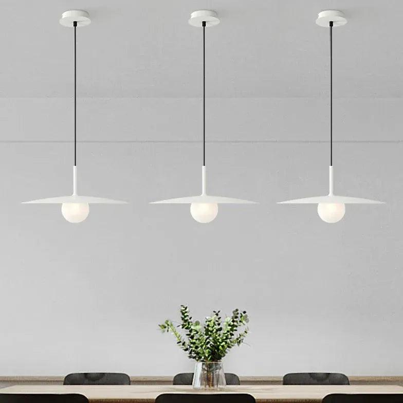 Modern Black Disc Pendant Light - Minimalist Dining Room Ceiling Fixture for Kitchen, Breakfast Nook & Contemporary Interior Design