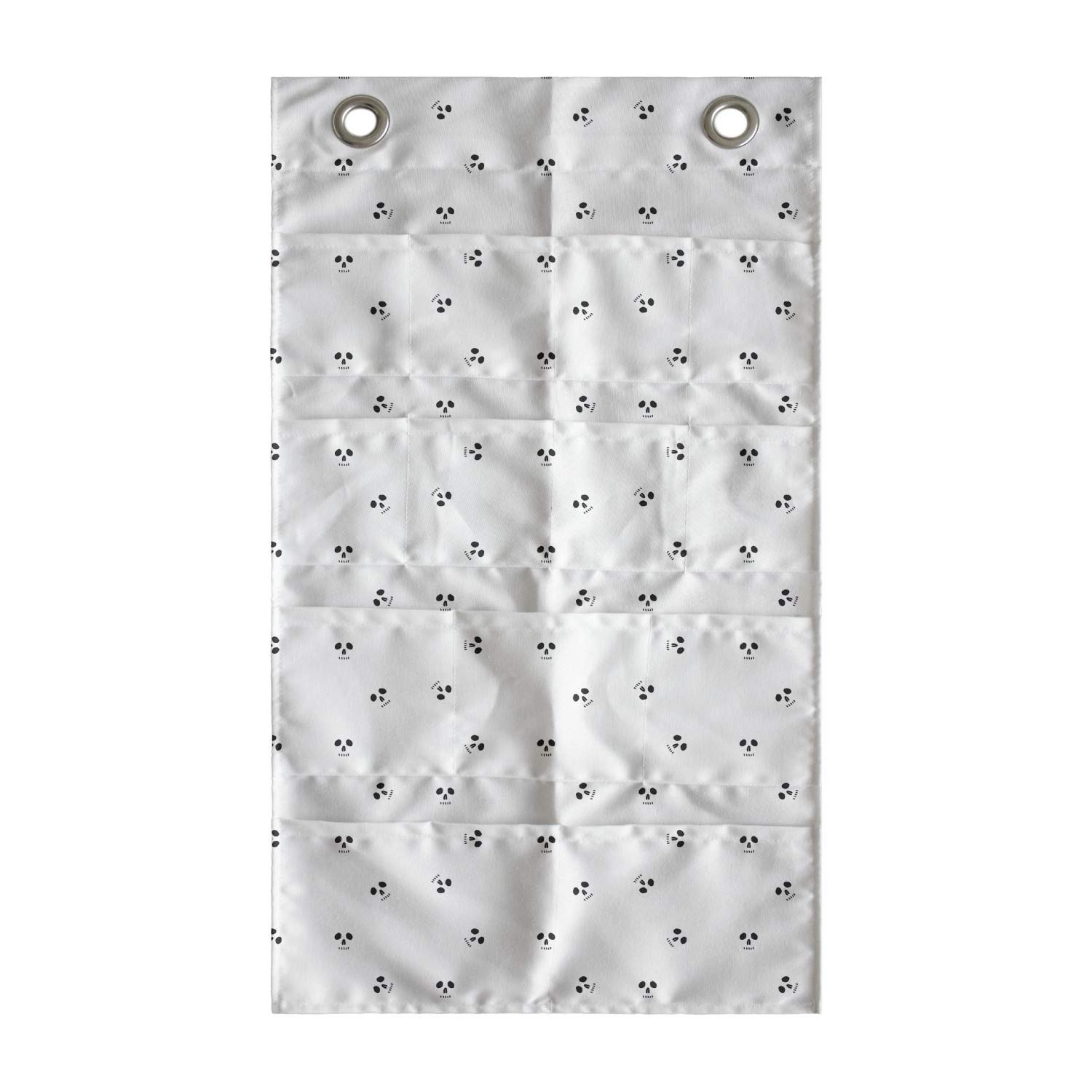 Ambesonne Skull Hanging Pocket Organizer - Minimalist Abstract Skull Design Printed Polyester Storage Bag with Multiple Pockets, 21