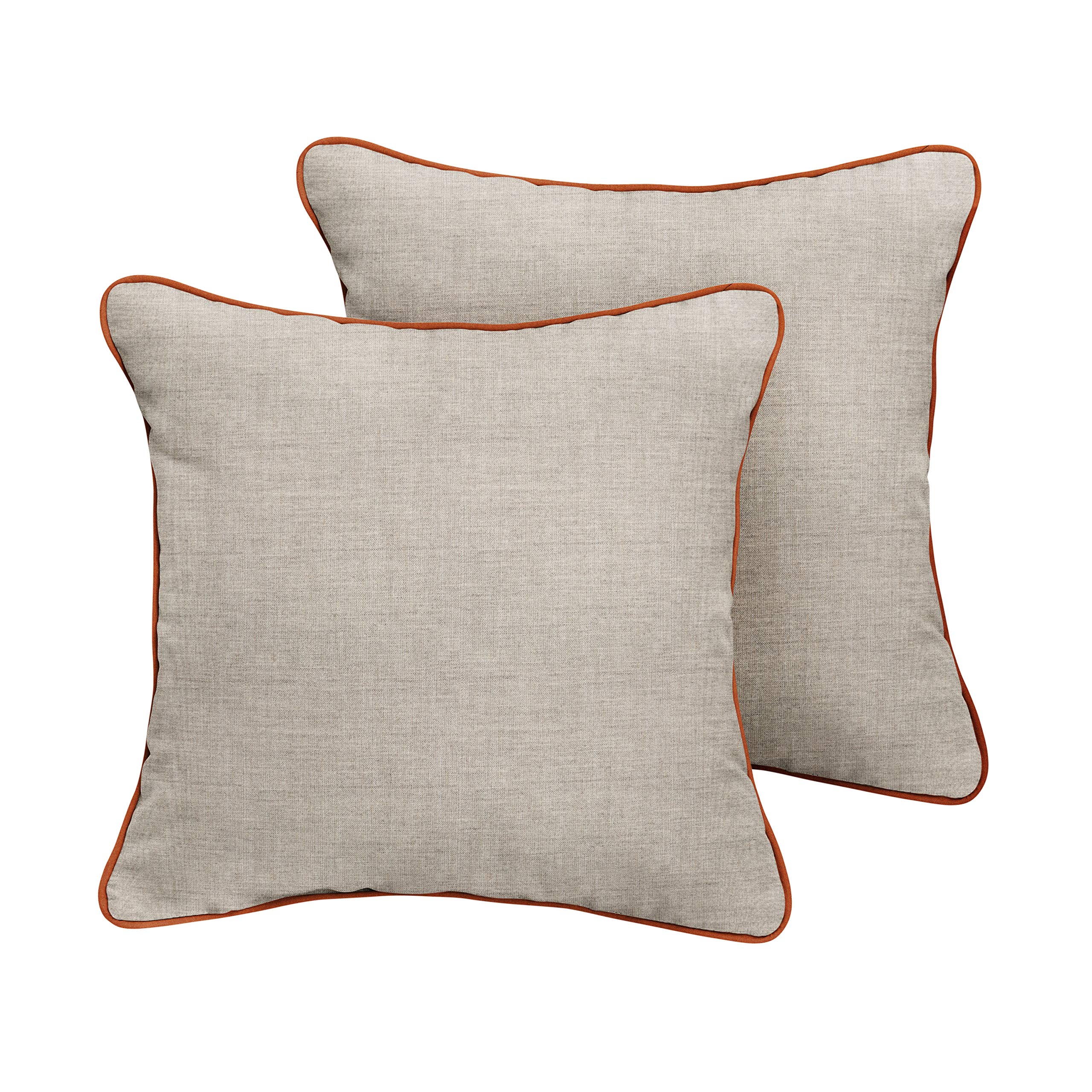 Sorra Home x Sunbrella Indoor/Outdoor Square Throw Pillows Set of 2 - Waterproof & UV Resistant - Cast Silver - Perfect for Patio, Poolside & Living Room Decor