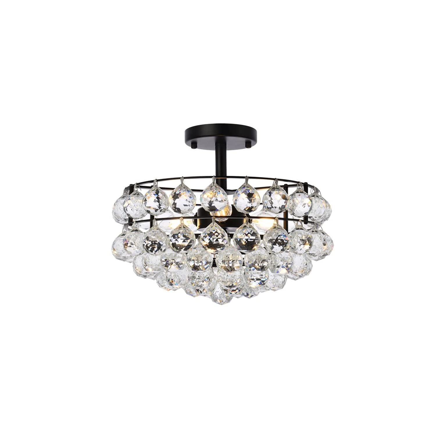 14 Inch Black Savannah Flush Mount Ceiling Light - Modern Indoor Lighting Fixture for Living Room, Bedroom & Kitchen Decor