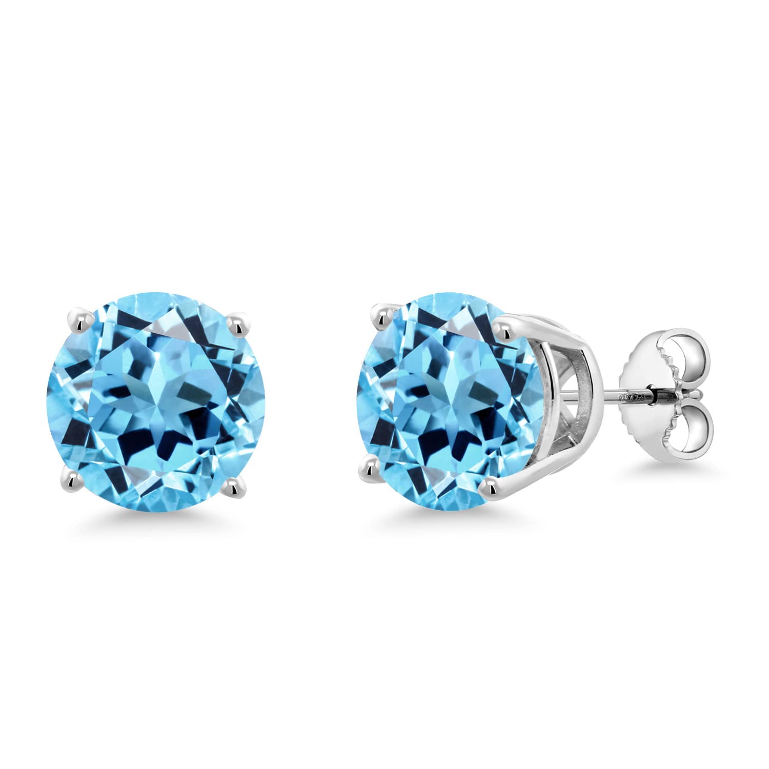 Gem Stone King 10MM Round Birthstone Stud Earrings for Women & Men - 925 Sterling Silver Fine Jewelry | Perfect Gift for Mom, Wife, Her | Birthday, Anniversary, Valentine's Day Present