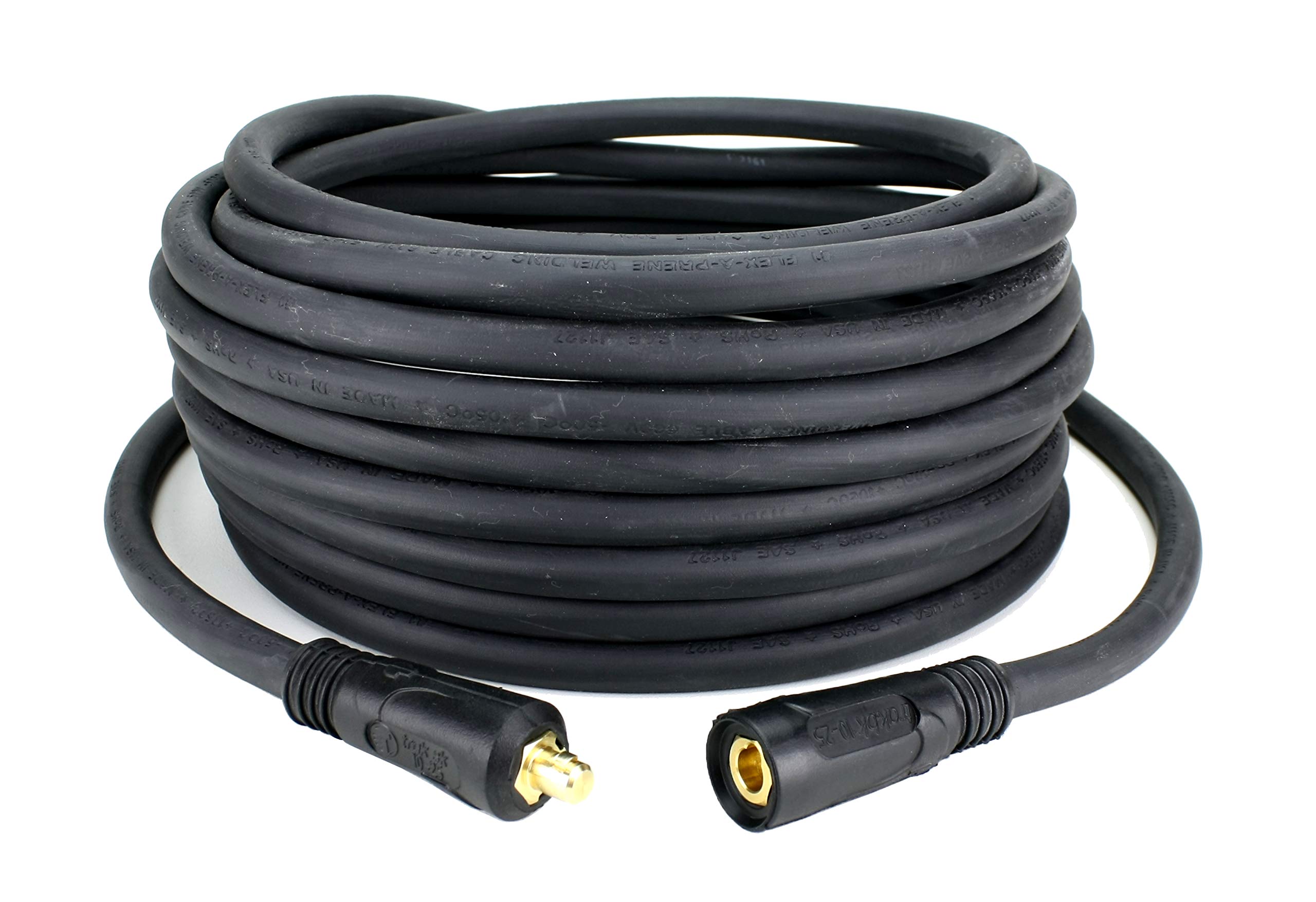 200 Amp Welding Lead Extension with Dinse 10-25 Male/Female Connectors - 15 Feet #2 AWG Heavy Duty Cable for MIG/TIG/Stick Welders - Perfect for Workshops, Construction Sites, and Automotive Repairs