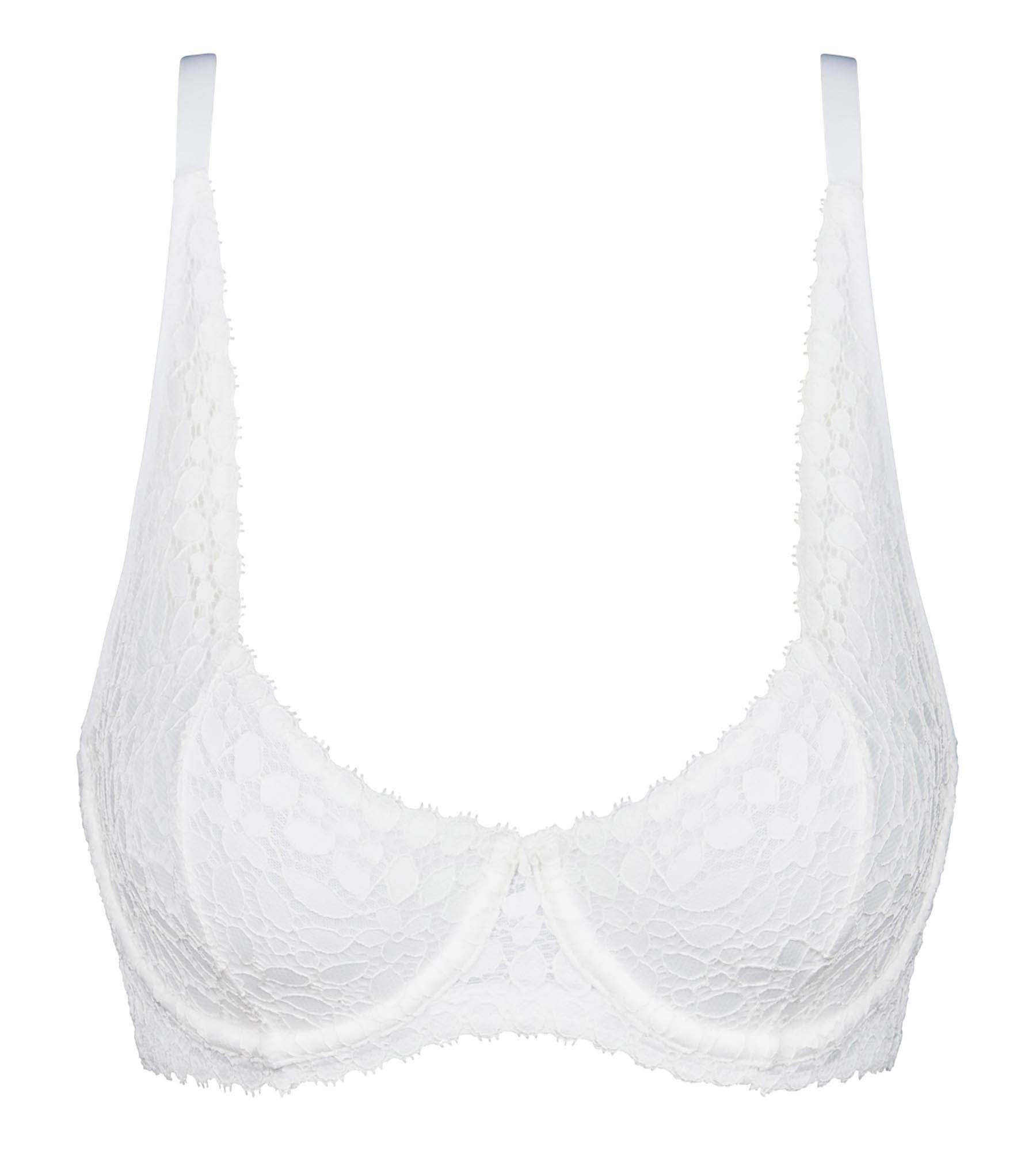 Floral Lace Underwire Bra - White Daily Lace Comfort for Work, Date Night & Everyday Wear