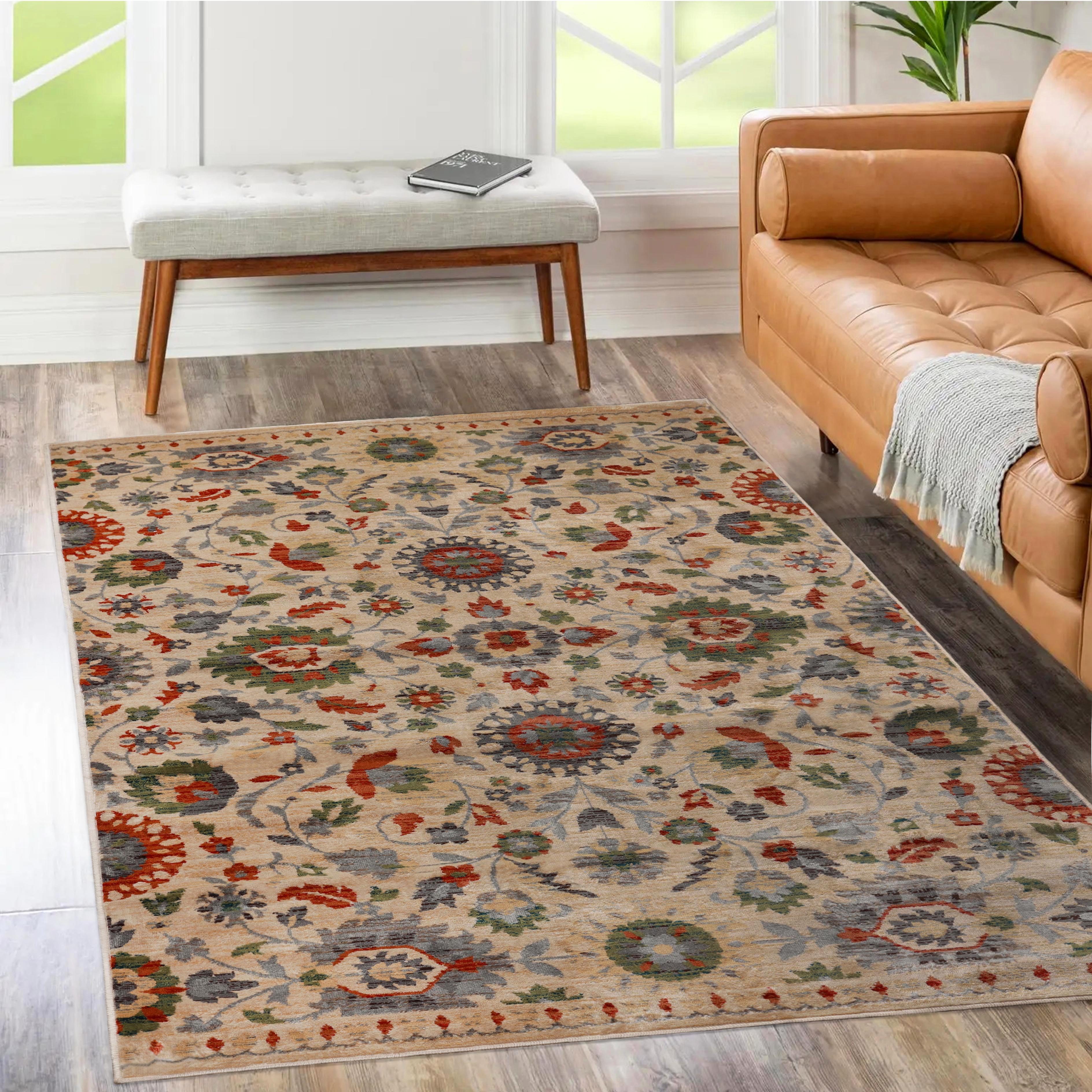 Vintage Botanical Indoor Area Rug - Gulistan Handmade Floral Design for Living Room, Bedroom & Home Decor | Soft & Durable Non-Slip Rug