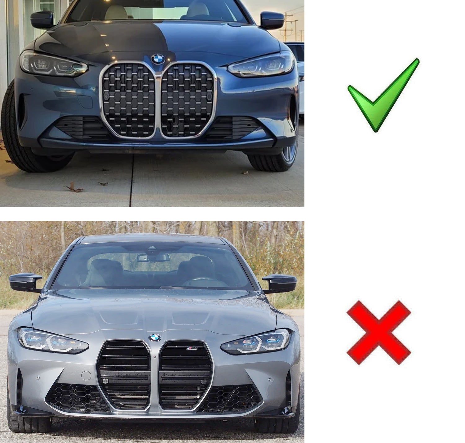 BMW G22 G23 4 Series M Color Stripe Diamond Grille Insert Trims (2021+ Models) - Sporty Front Grille Upgrade for Enhanced Style & Performance