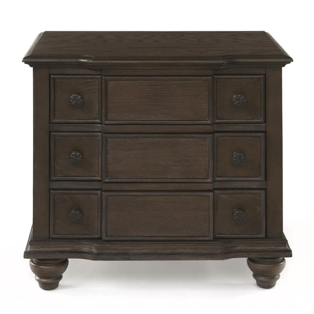 Acme Baudouin 3-Drawer Wooden Nightstand in Weathered Oak Finish - Bedside Table for Bedroom, Living Room & Guest Room