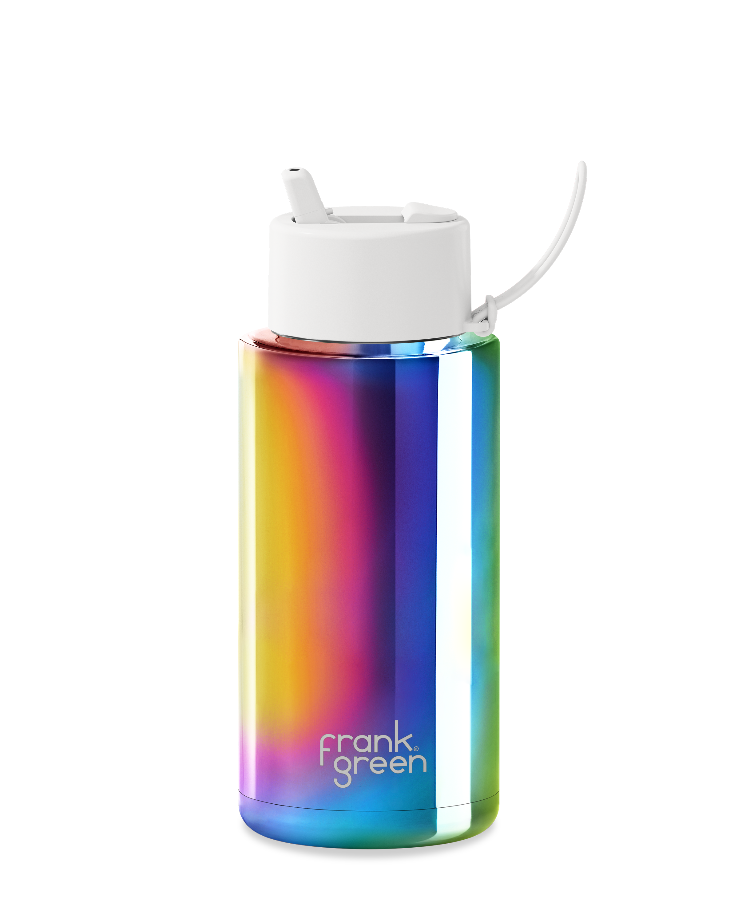 34oz Ceramic Reusable Water Bottle - 1000ml Leak Proof Insulated Travel Mug with Chrome Rainbow Finish | Perfect for Gym, Office & Outdoor Activities