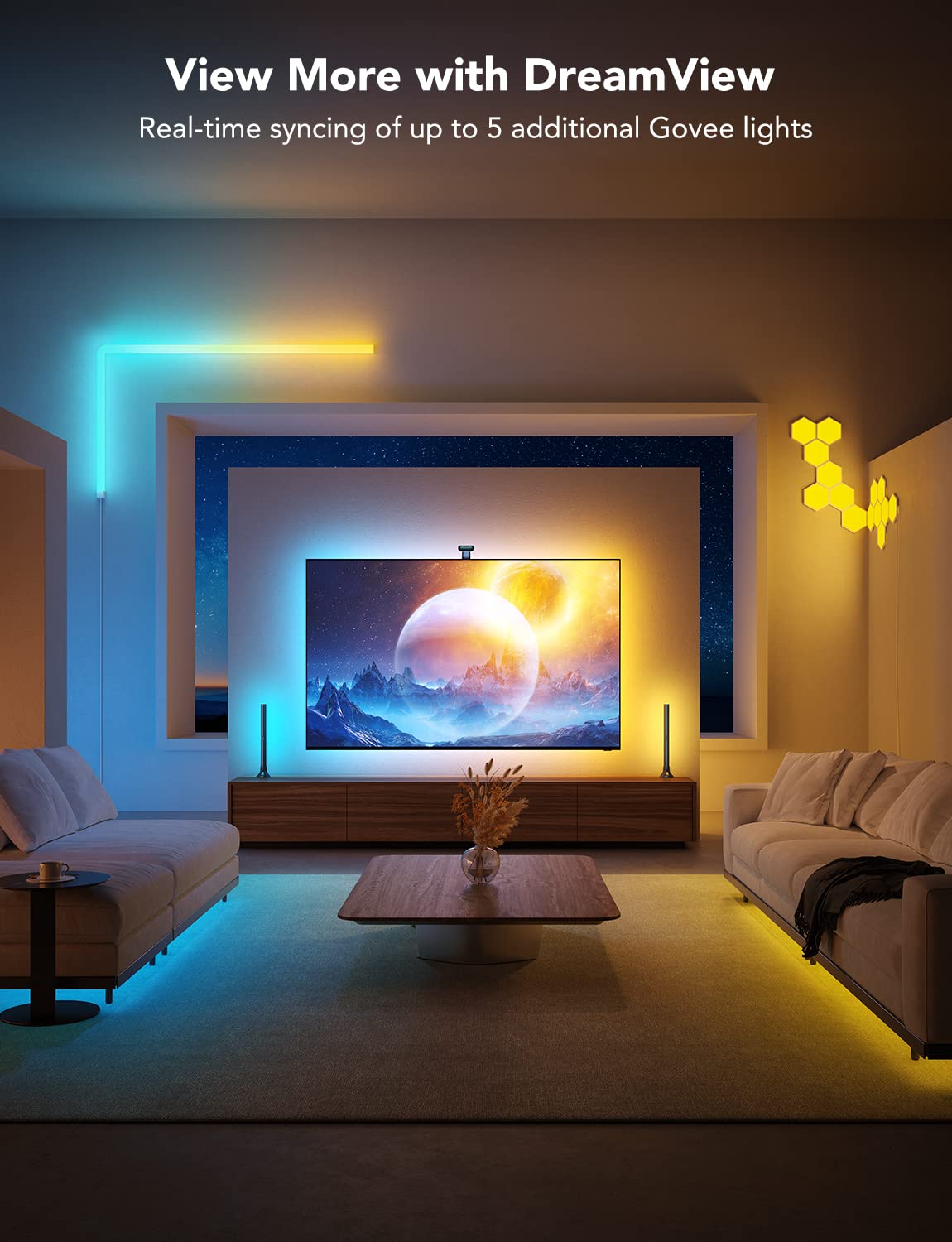 Govee Envisual T2 Dual Camera RGBIC Wi-Fi LED TV Backlight Strip - 3.6M Smart App Controlled Lights for 55-65 Inch Ultra-Thin TVs | Music Sync & Double Strip Beads | Perfect for Home Theater, Gaming & Movie Nights